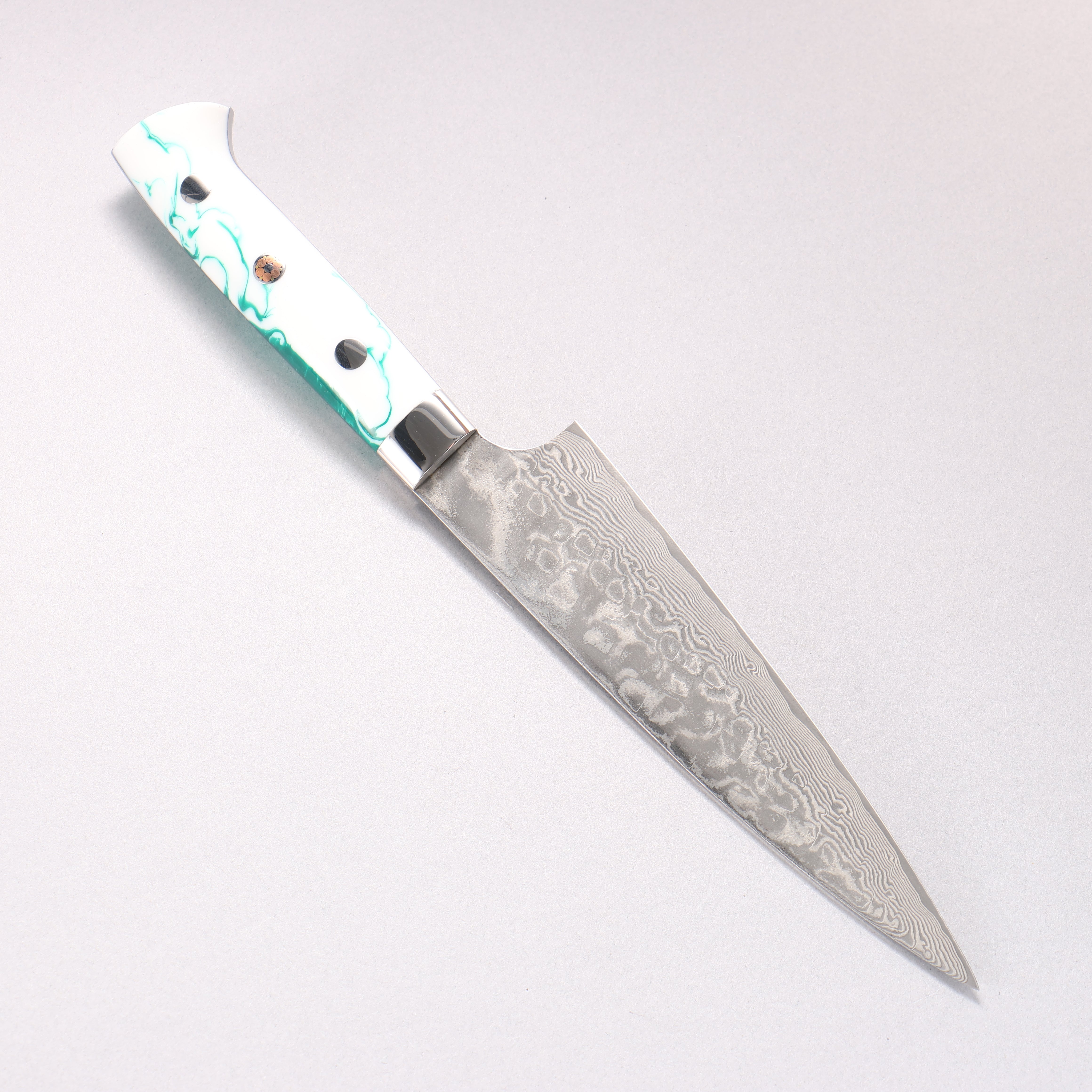 Takeshi Saji SG2 Black Damascus Petty-Utility 150mm White and Indigo Marbled Acrylic Handle