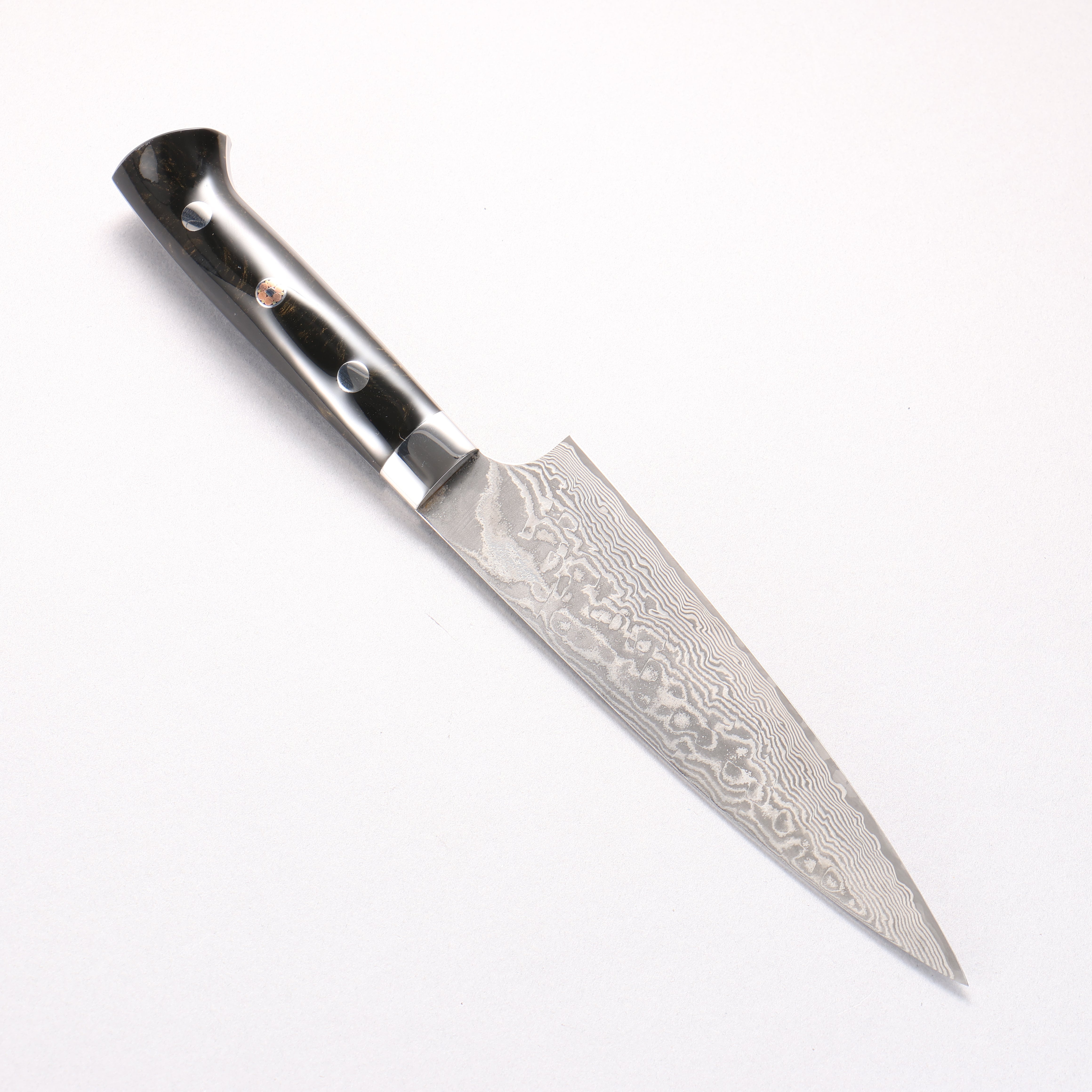 Takeshi Saji SG2 Black Damascus Petty-Utility 150mm Black With Gold Color Marble Acrylic Handle