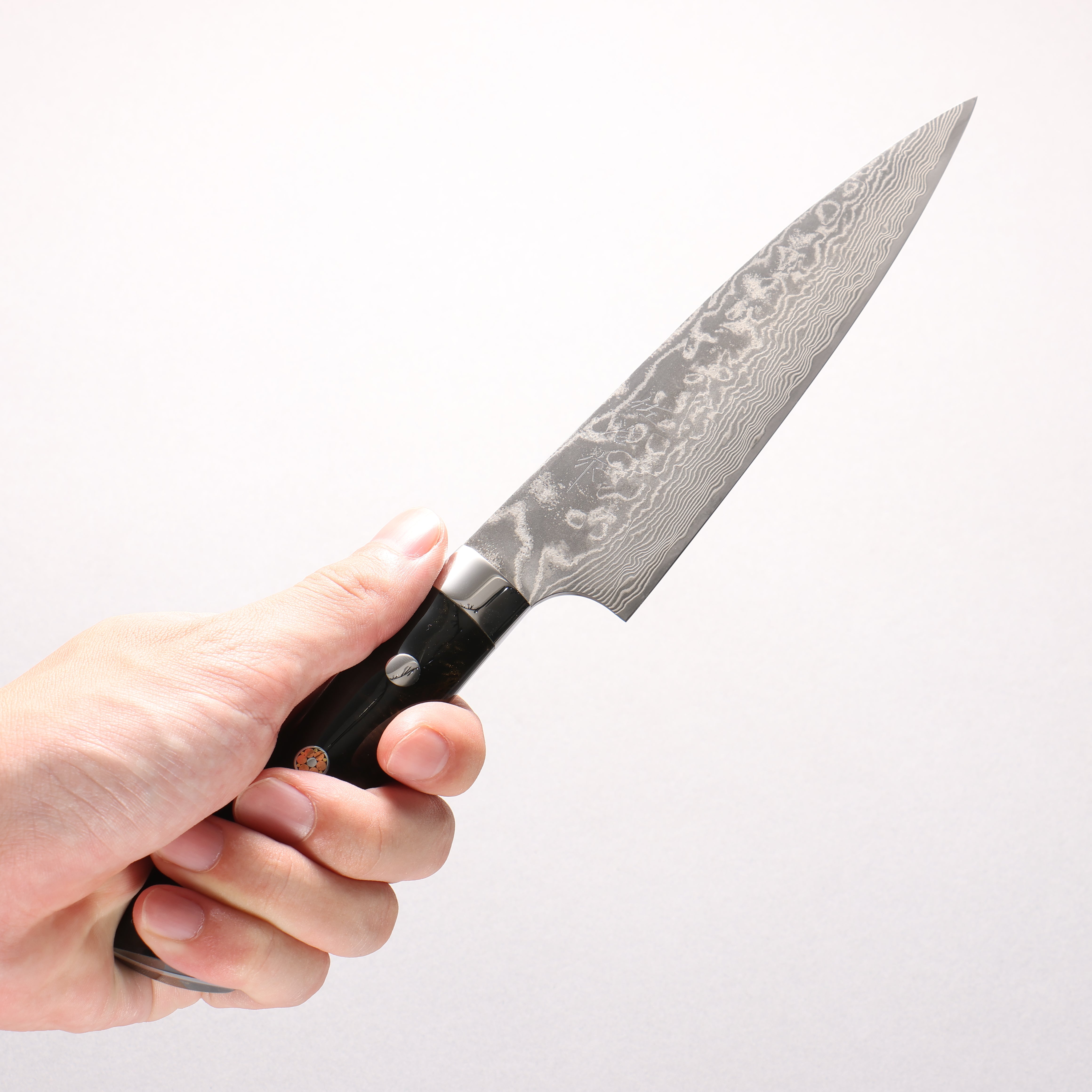 Takeshi Saji SG2 Black Damascus Petty-Utility 150mm Black With Gold Color Marble Acrylic Handle