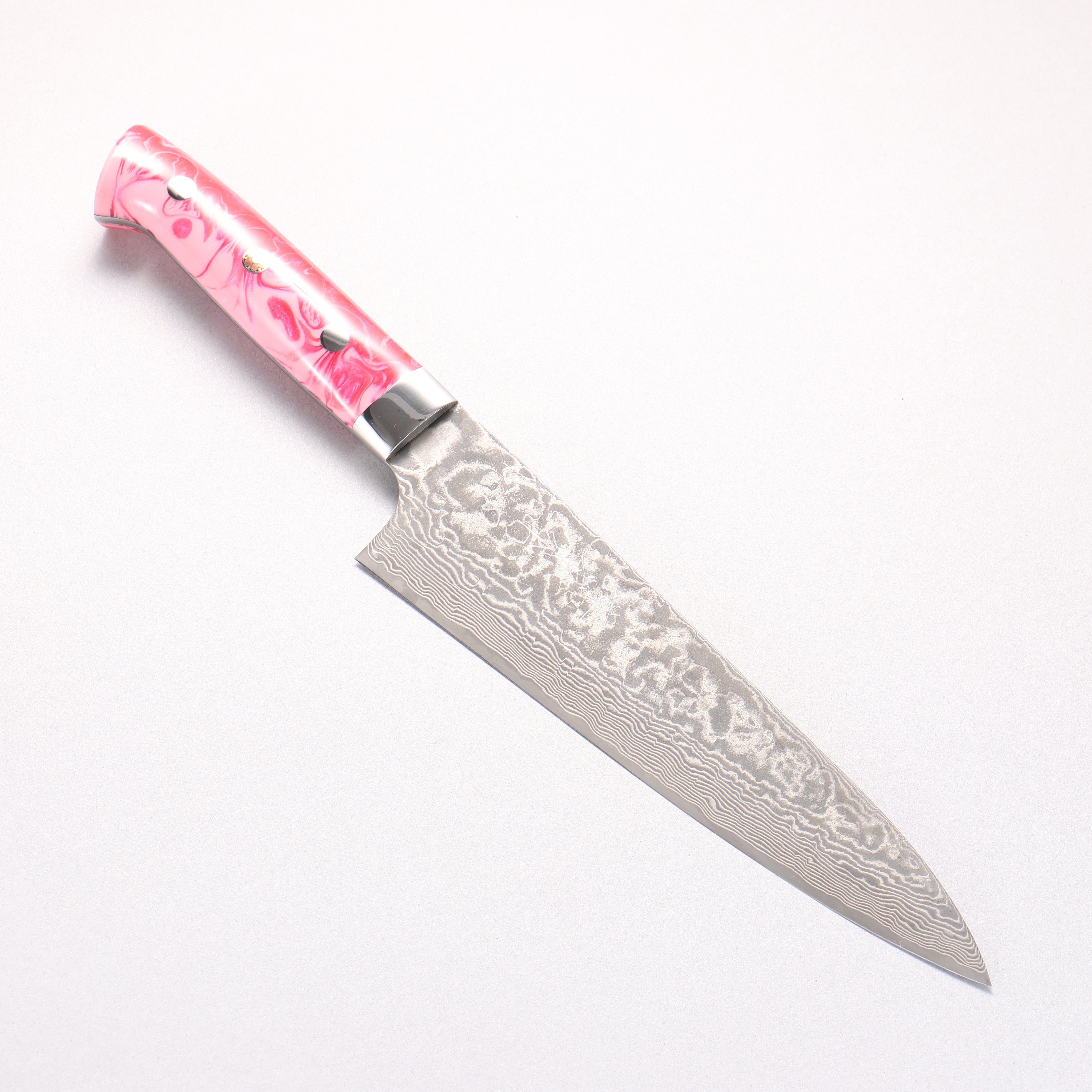 Takeshi Saji SG2 Black Damascus Gyuto 180mm Pink Marble Acrylic Handle