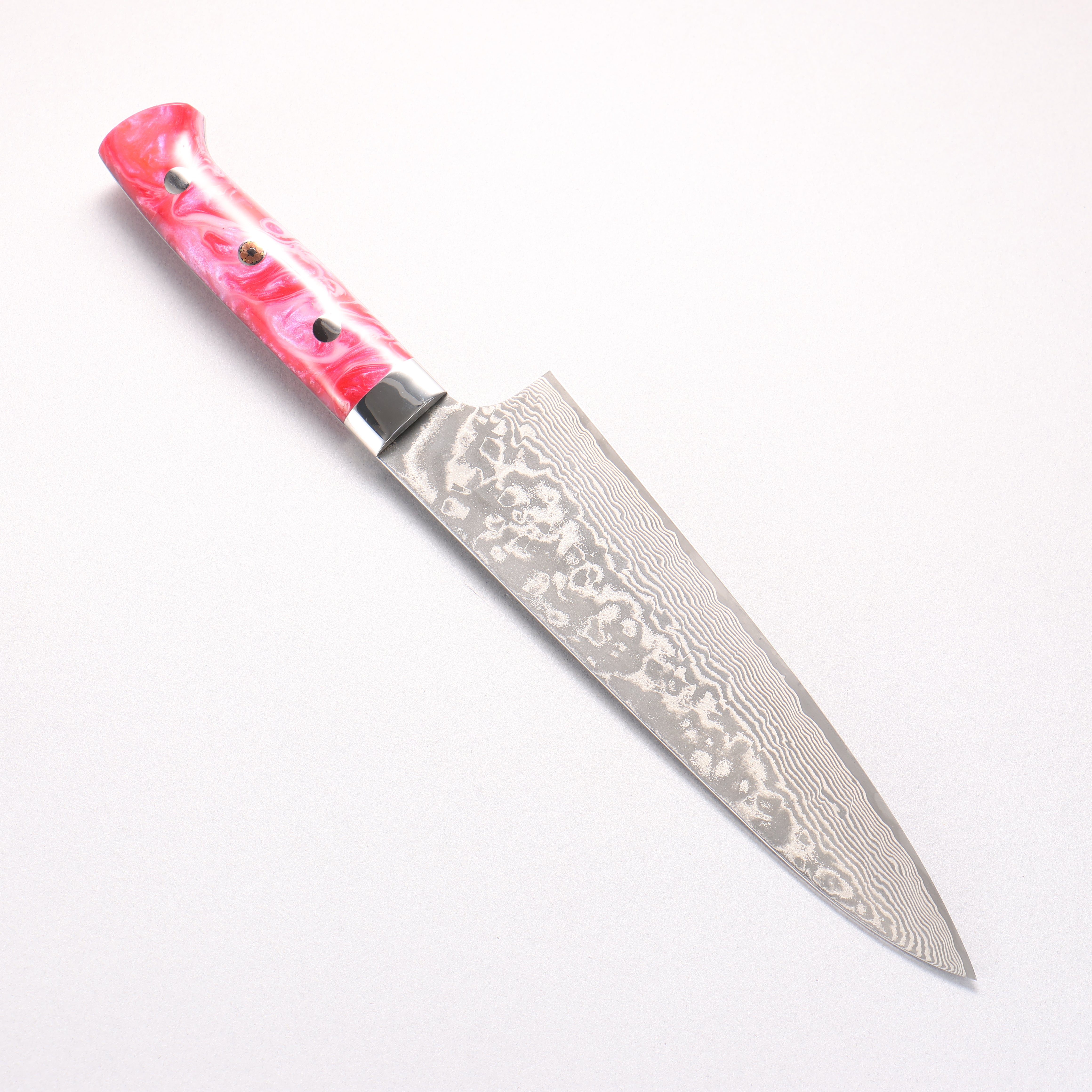 Takeshi Saji SG2 Black Damascus Gyuto 180mm Pink Marble Acrylic Handle