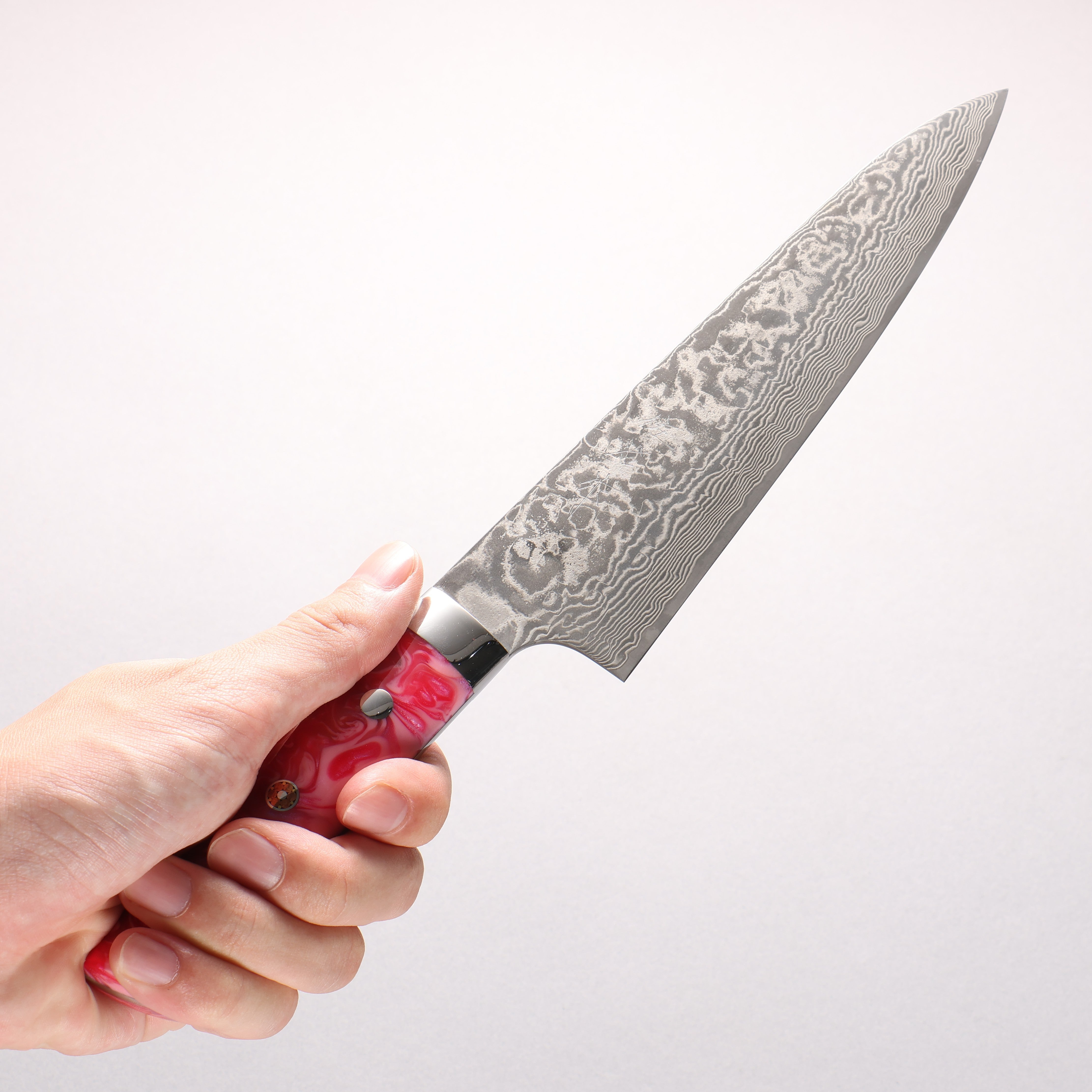 Takeshi Saji SG2 Black Damascus Gyuto 180mm Pink Marble Acrylic Handle