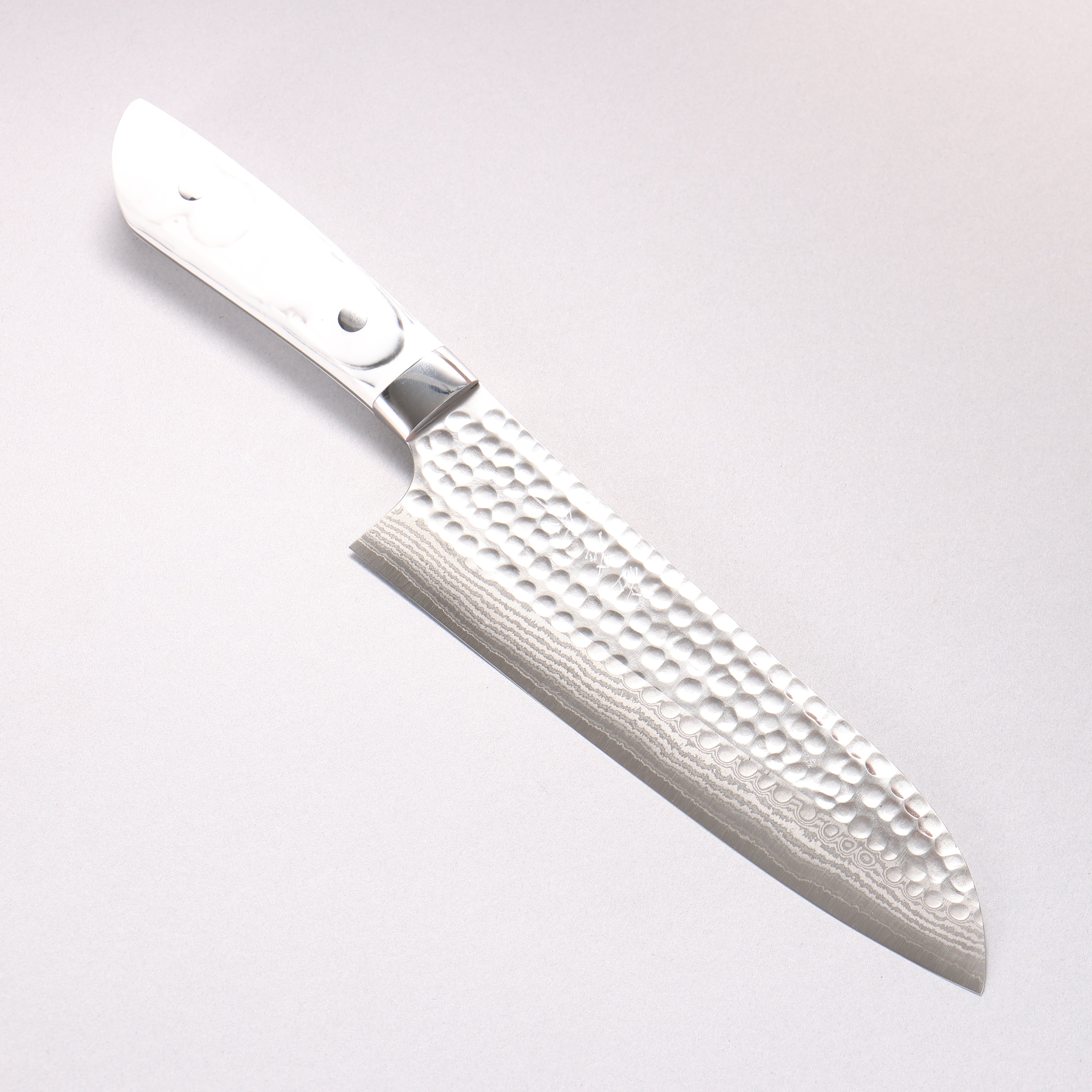 Takeshi Saji SRS13 Damascus Hammered(Maru) Santoku 180mm Corian (Cloud pattern) Handle