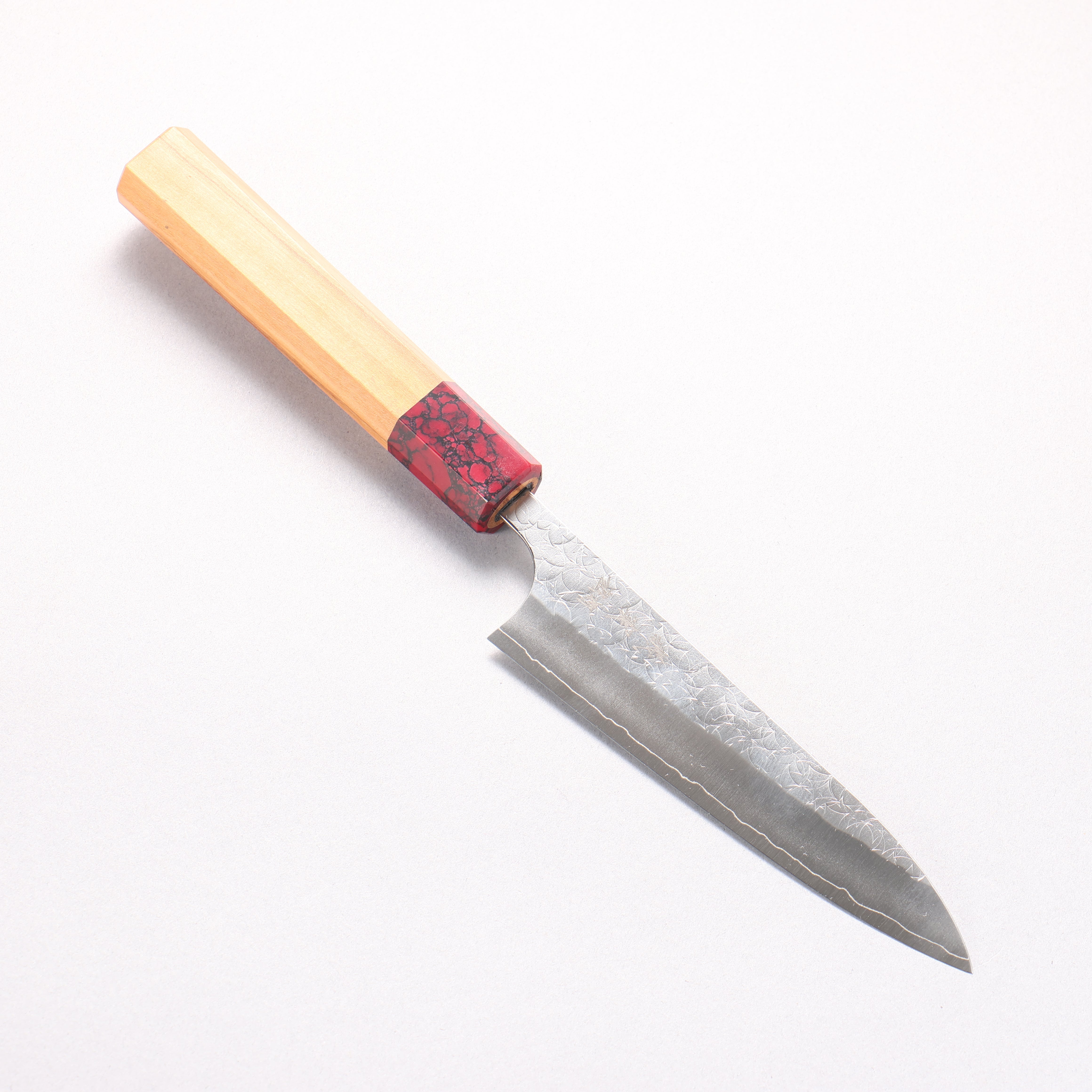 Yoshimi Kato Minamo SG2 Hammered Petty-Utility 120mm Olive Tree (ferrule: Red Turquoise) Handle