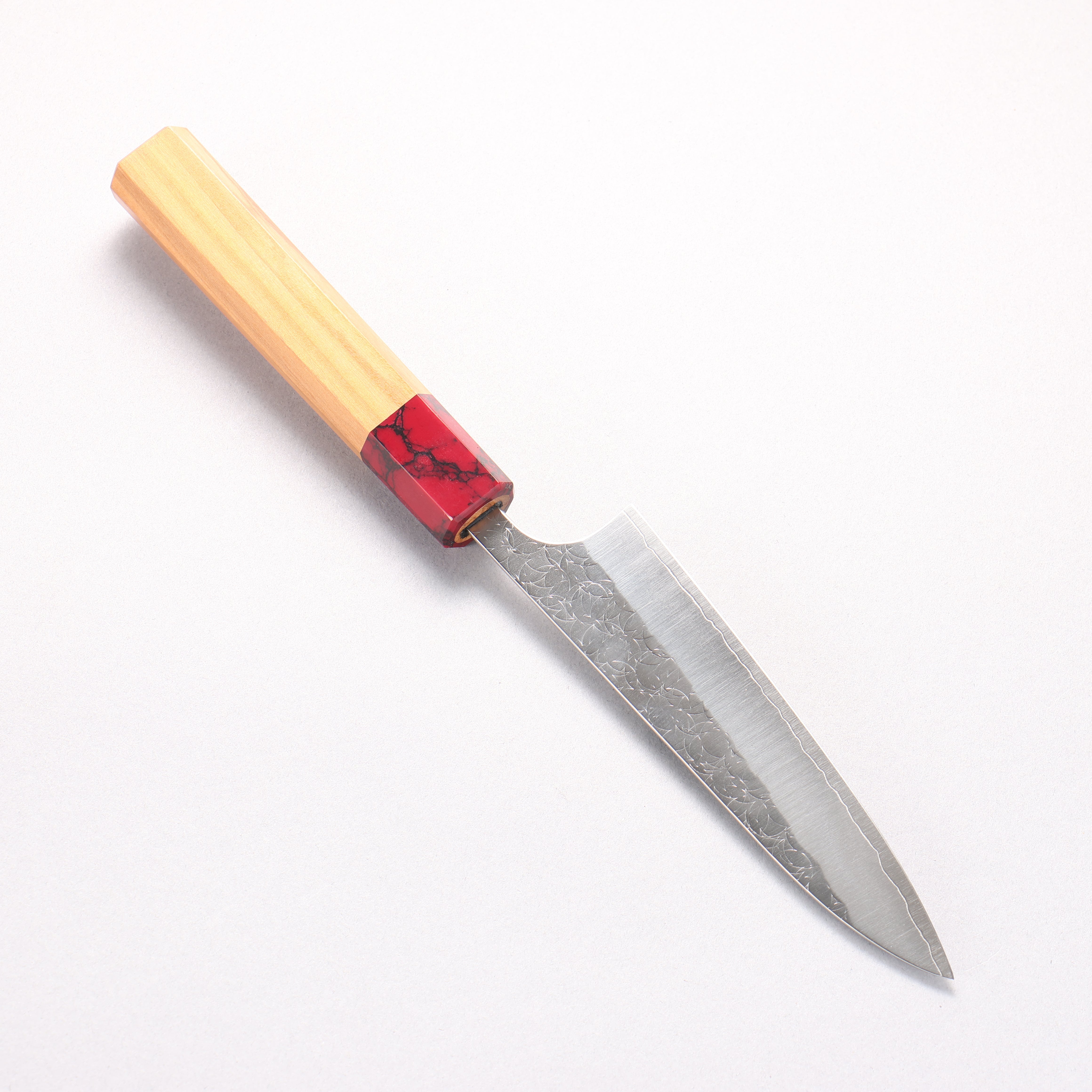 Yoshimi Kato Minamo SG2 Hammered Petty-Utility 120mm Olive Tree (ferrule: Red Turquoise) Handle