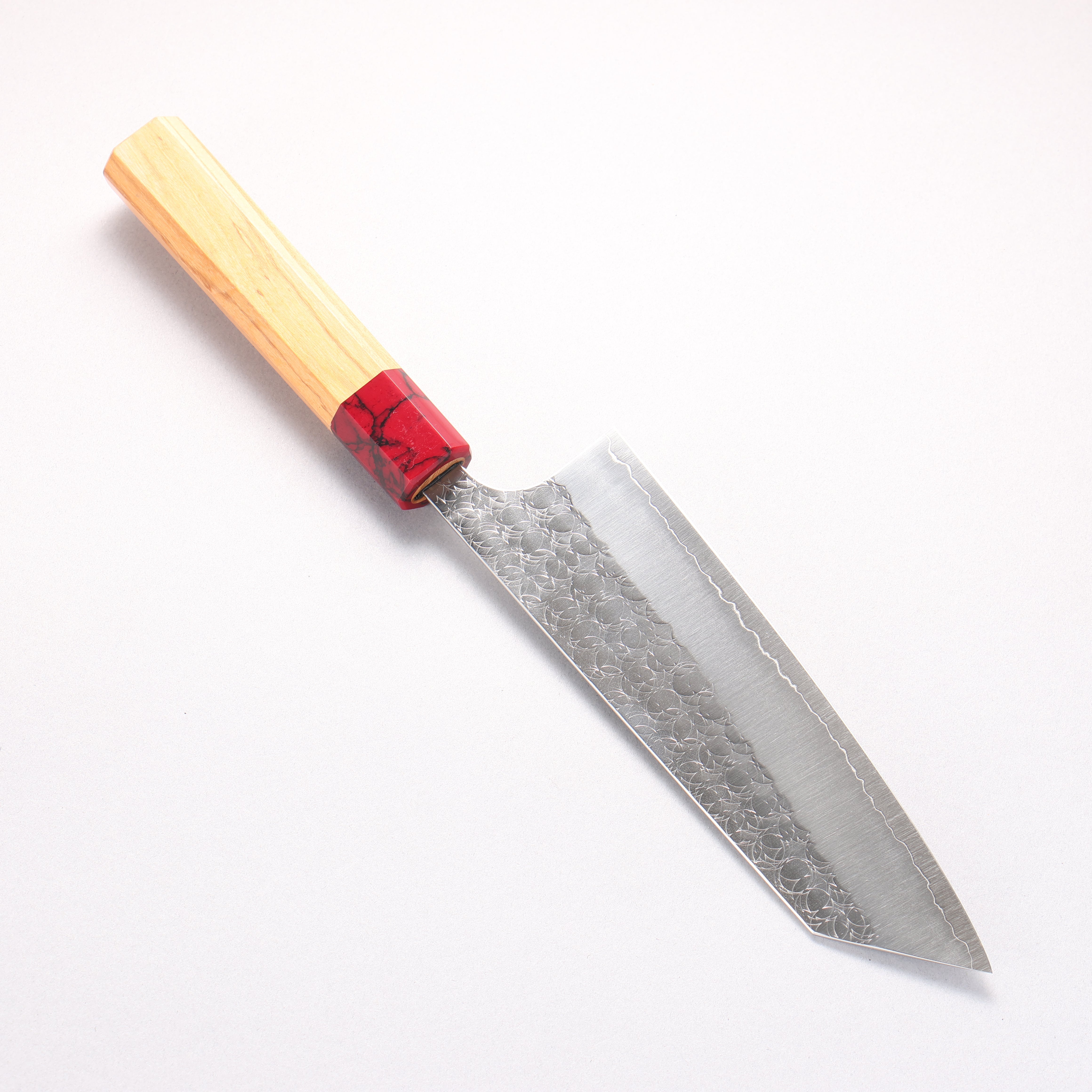Yoshimi Kato Minamo SG2 Hammered Bunka 170mm Olive Tree (ferrule: Red Turquoise) Handle
