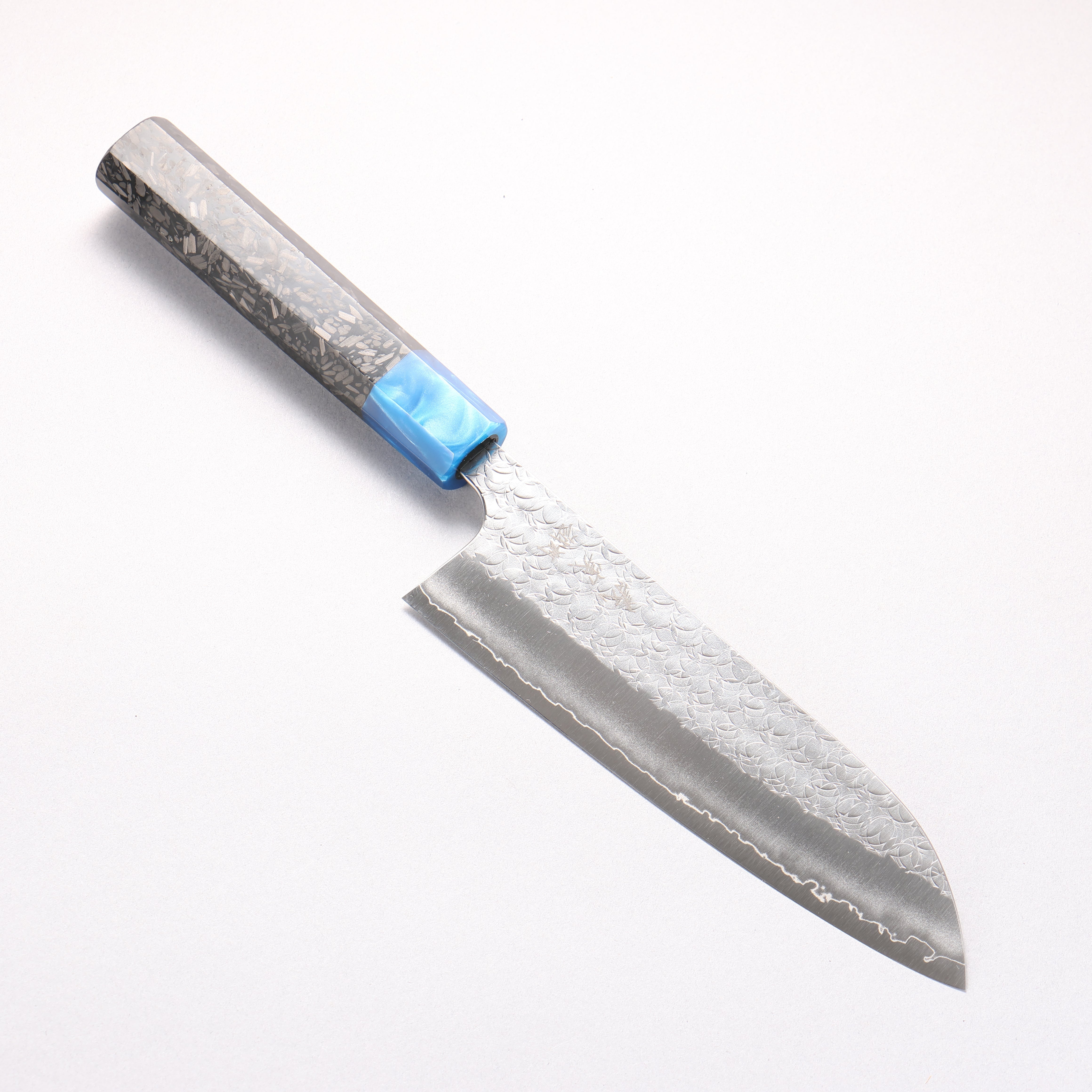 Yoshimi Kato Minamo SG2 Hammered Santoku 170mm Carbon Fiber (ferrule: Blue Marble Resin) Handle