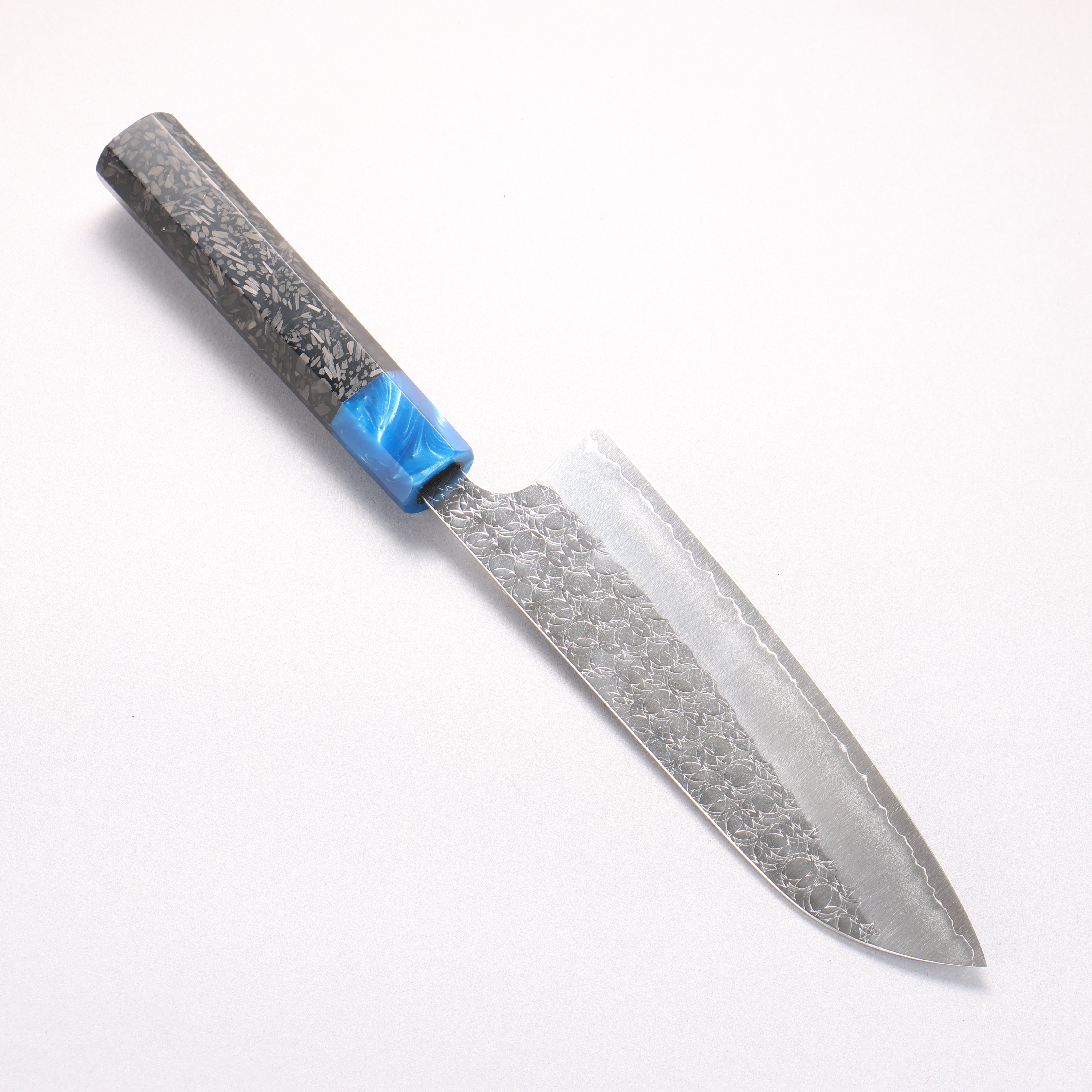 Yoshimi Kato Minamo SG2 Hammered Santoku 170mm Carbon Fiber (ferrule: Blue Marble Resin) Handle