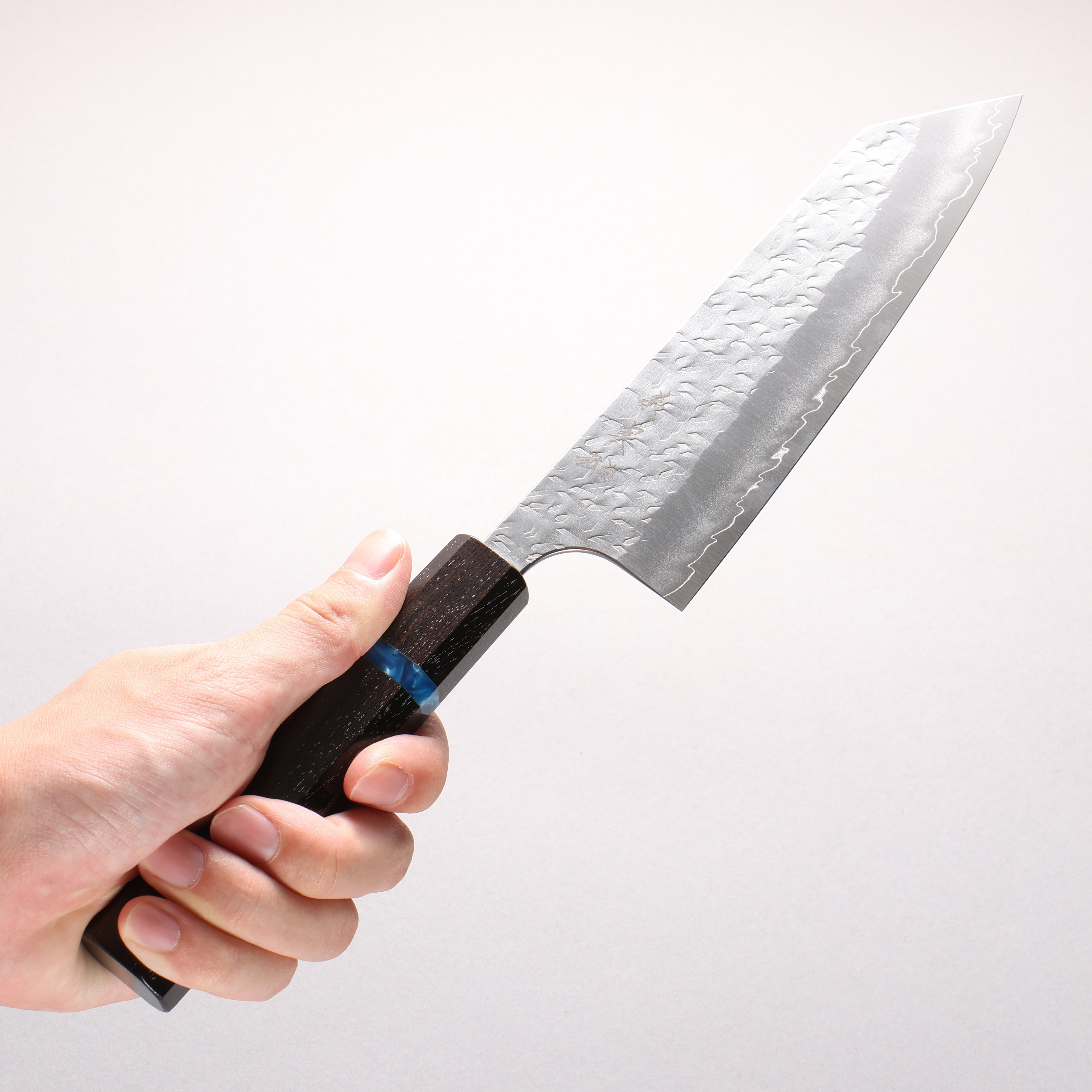 Yoshimi Kato Hyo SG2 Hammered Bunka 170mm Ebony (Blue Ring) Handle - Seisuke Knife