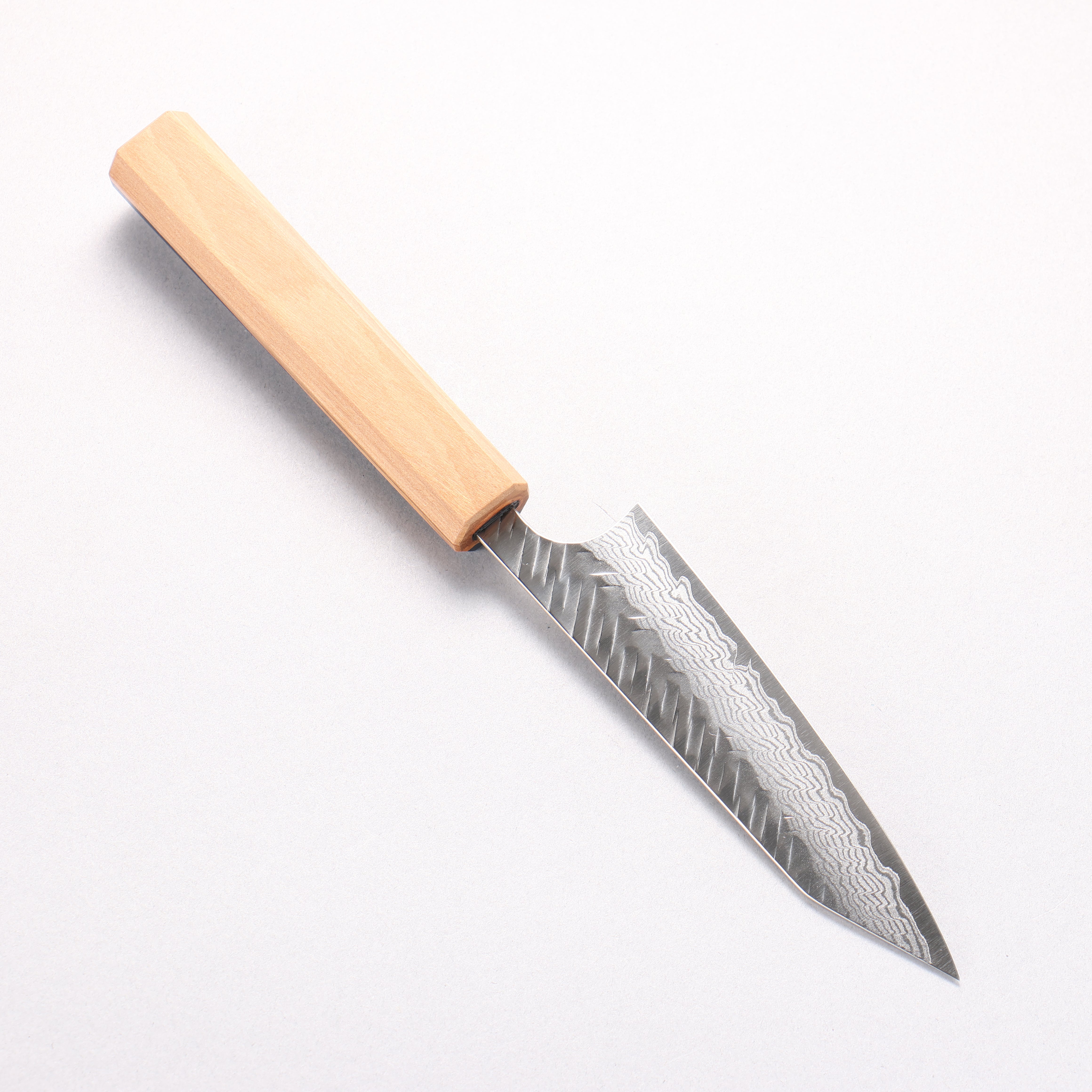 Yoshimi Kato VG-XEOS Damascus Hammered (V) Kiritsuke Petty-Utility 120mm Olive Tree and Blue Resin Handle