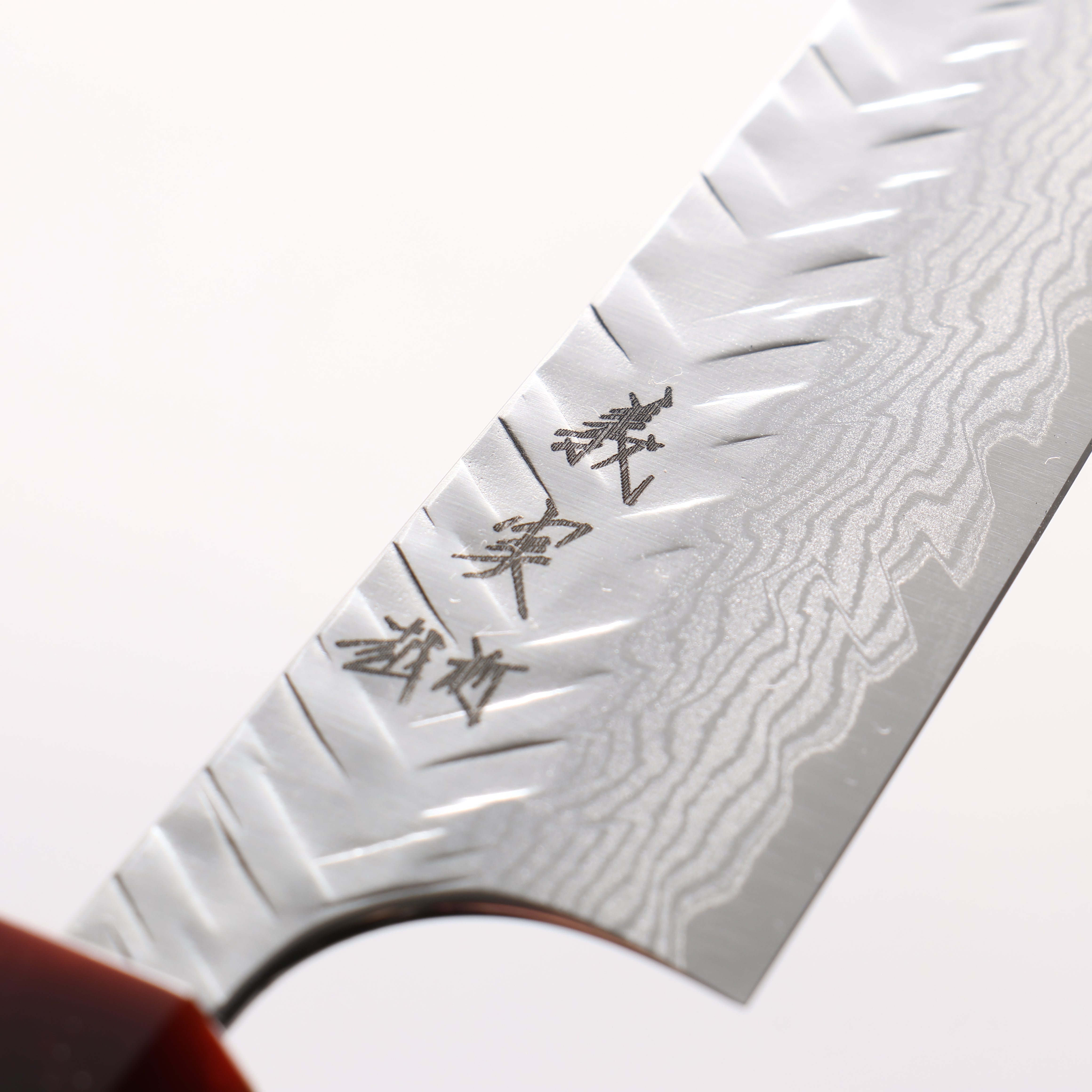 Yoshimi Kato VG-XEOS Damascus Hammered (V) Kiritsuke Petty-Utility 120mm Olive Tree and Red Resin Handle