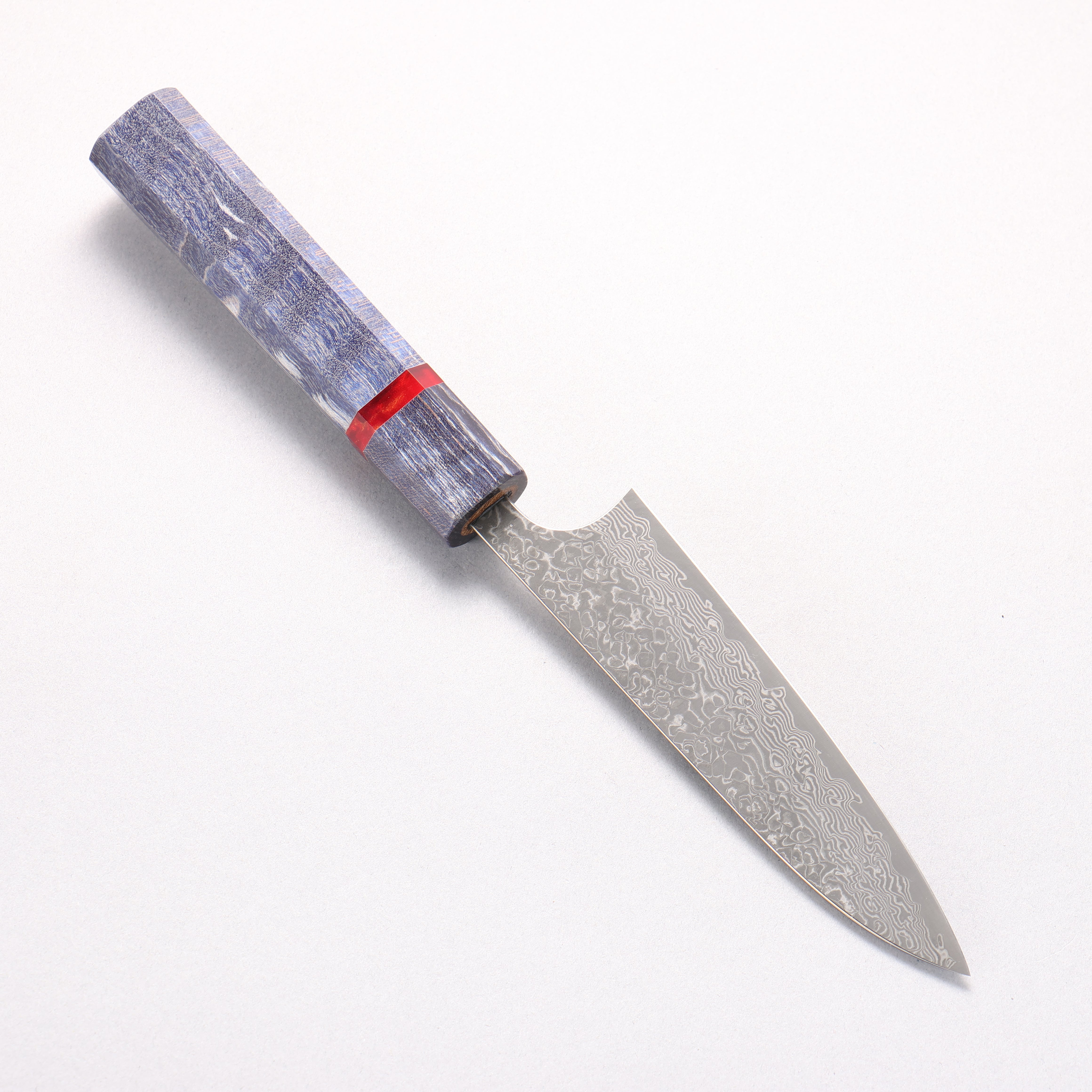 Yoshimi Kato VG10 Black Damascus Petty-Utility 120mm Blue Stabilized Wood (With Red Ring) Handle