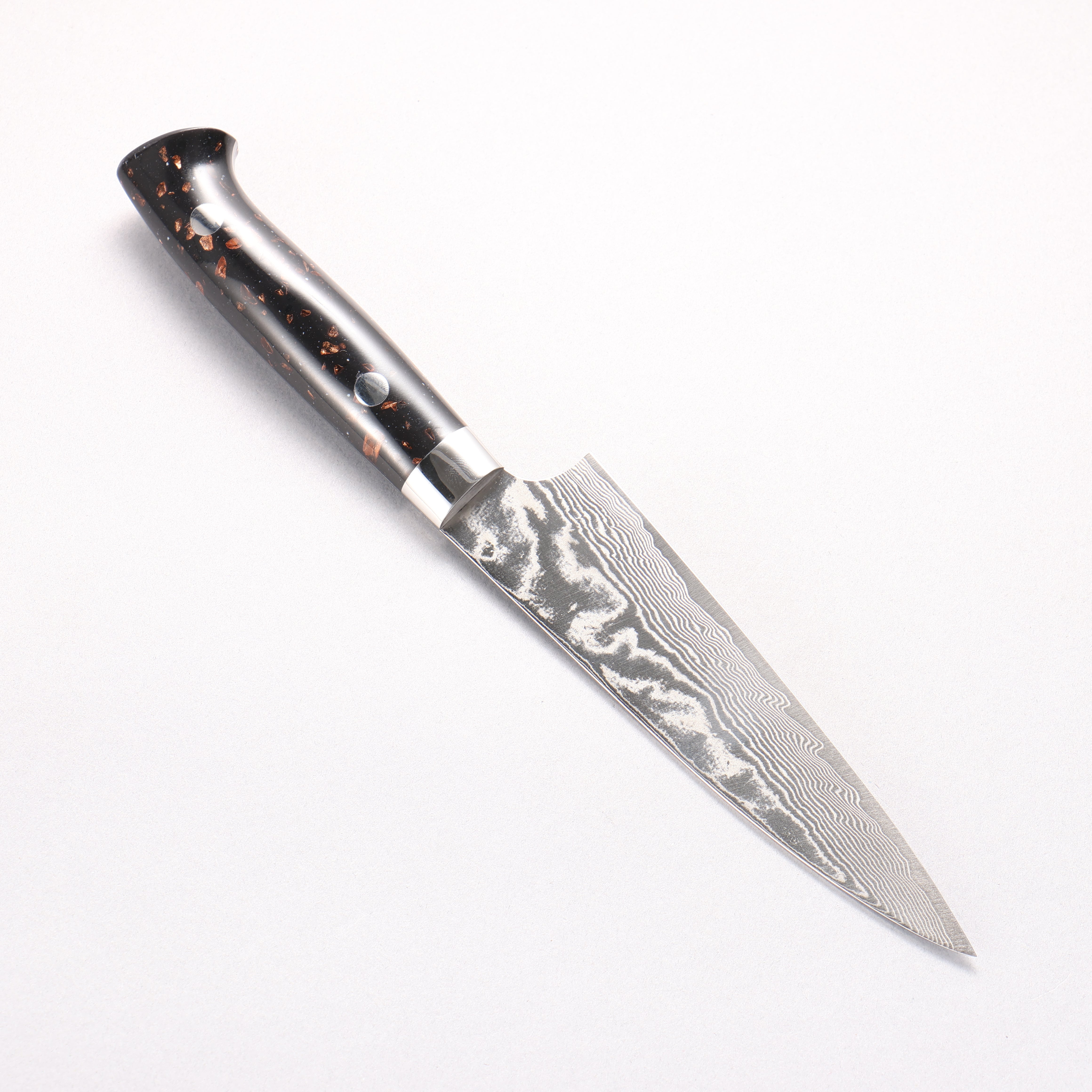 Takeshi Saji SPG STRIX Damascus Petty-Utility 130mm Black/Brown Corian Handle