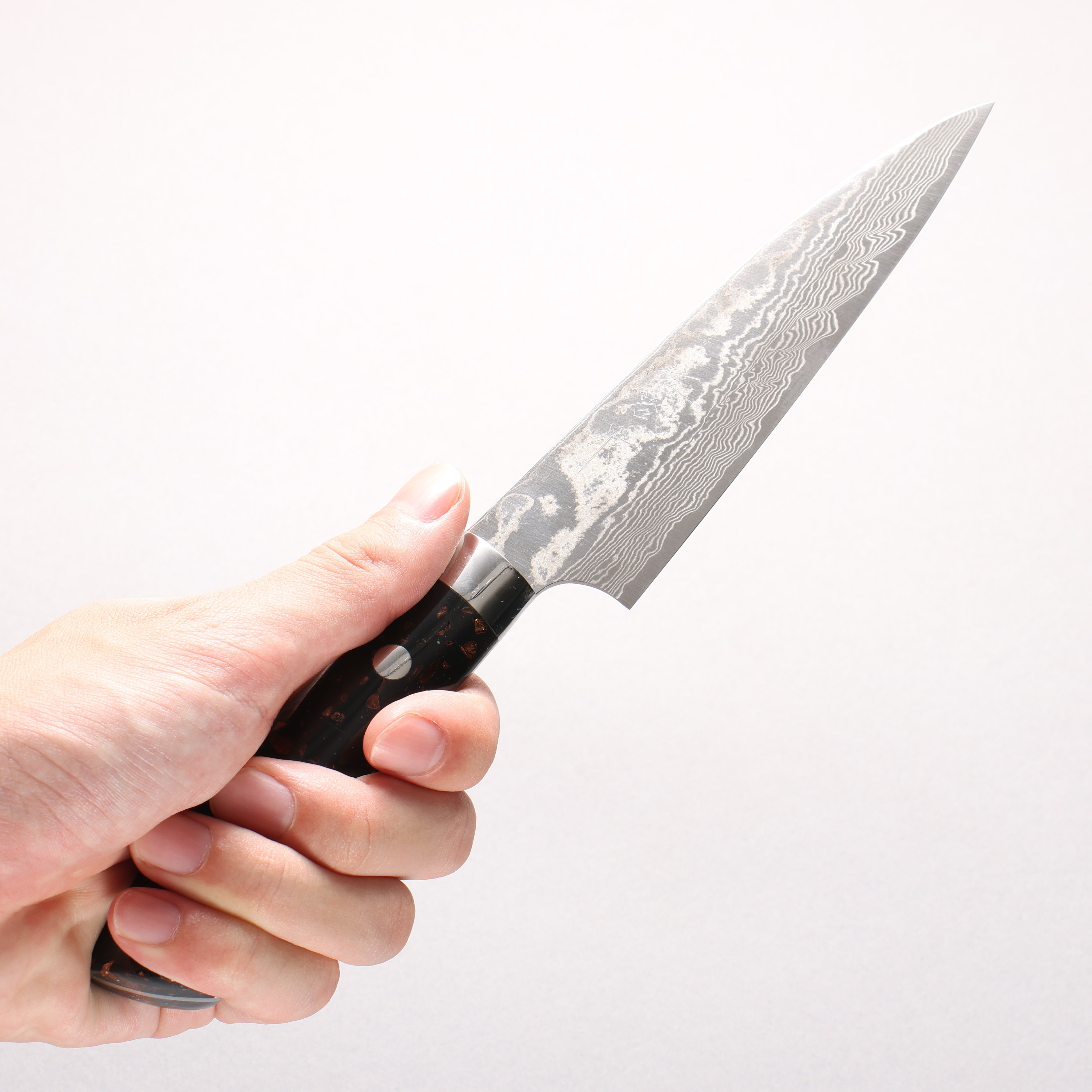 Takeshi Saji SPG STRIX Damascus Petty-Utility 130mm Black/Brown Corian Handle