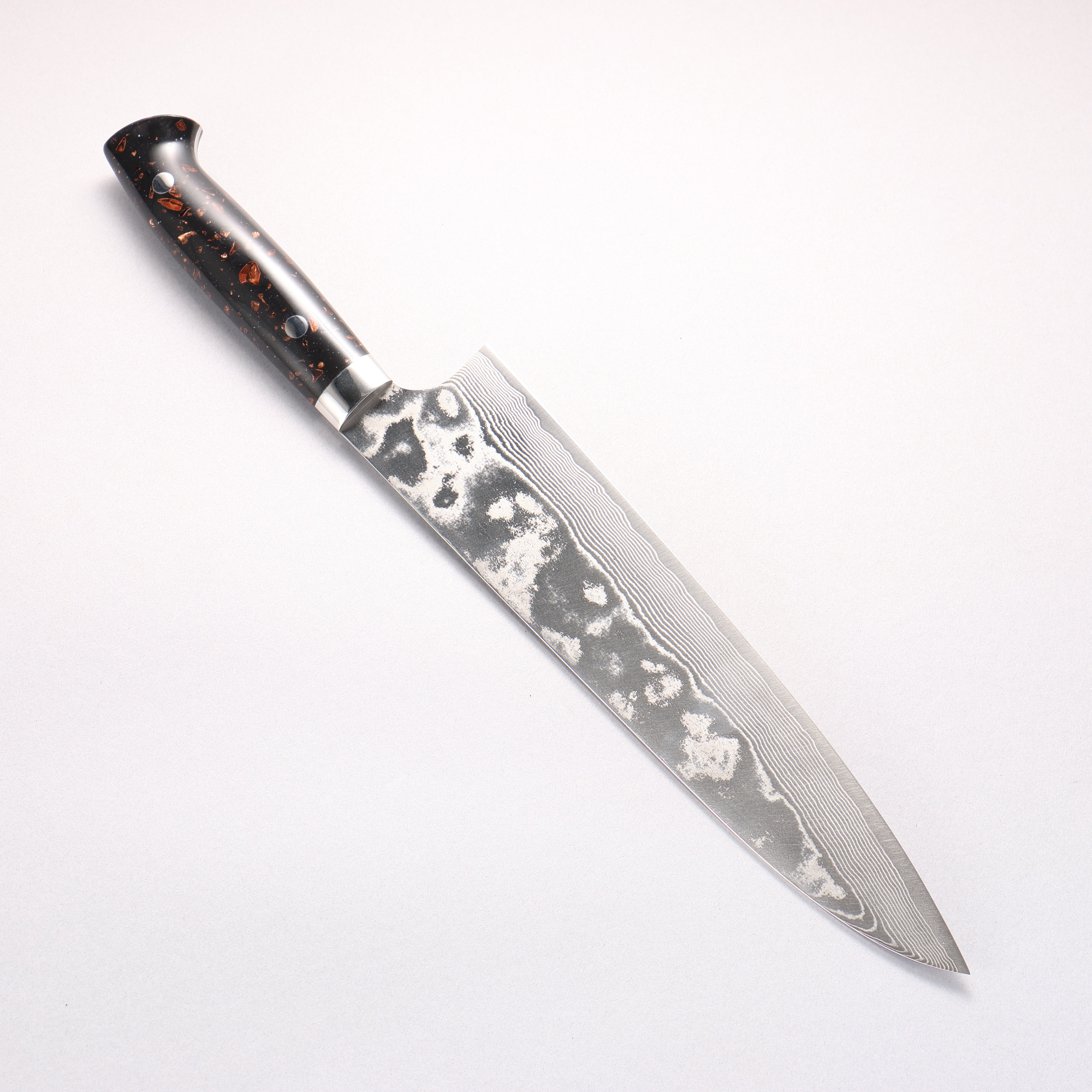 Takeshi Saji SPG STRIX Damascus Gyuto 240mm Black/Brown Corian Handle