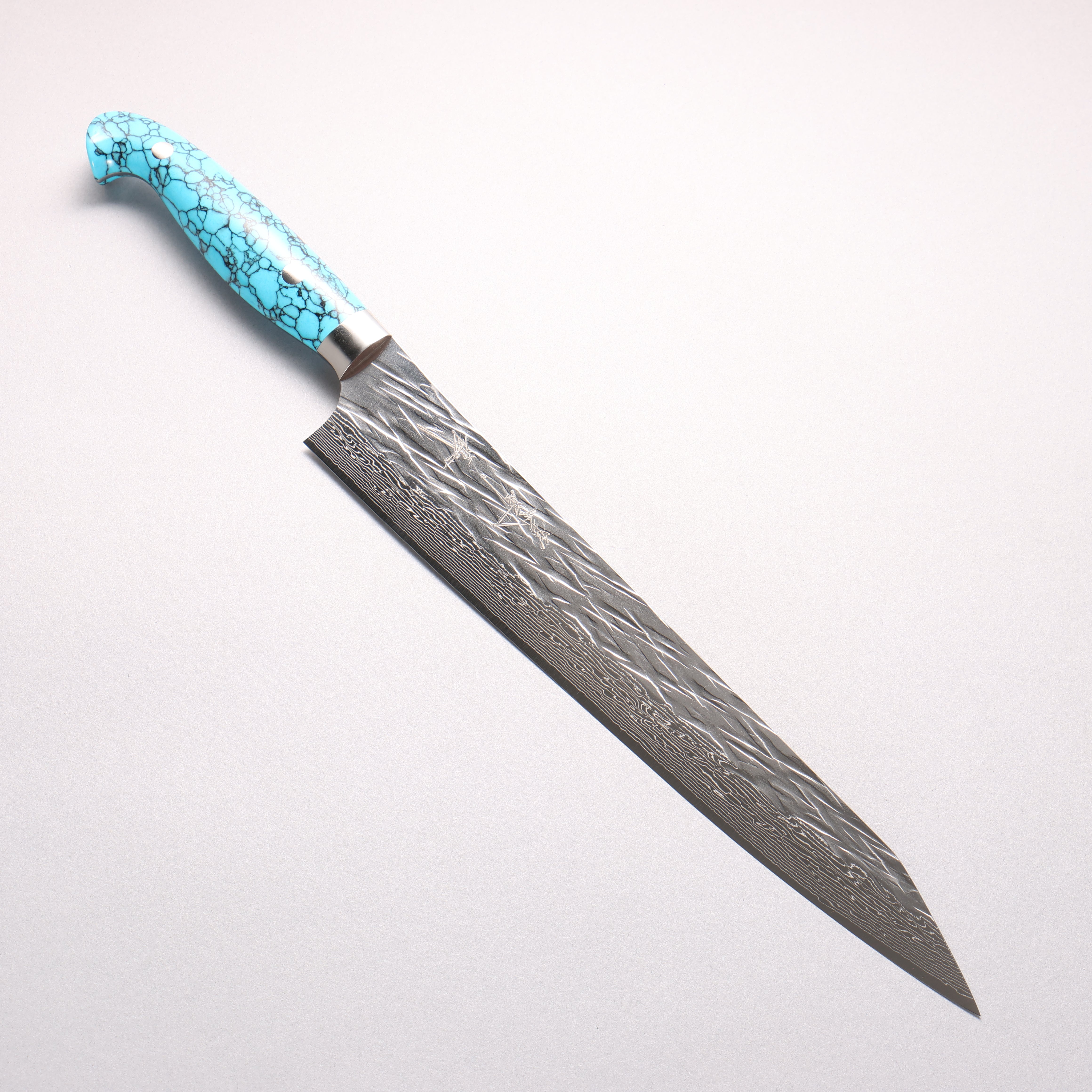Yu Kurosaki Juhyo SG2 Hammered Damascus Sujihiki 270mm Turquoise Handle - Seisuke Knife