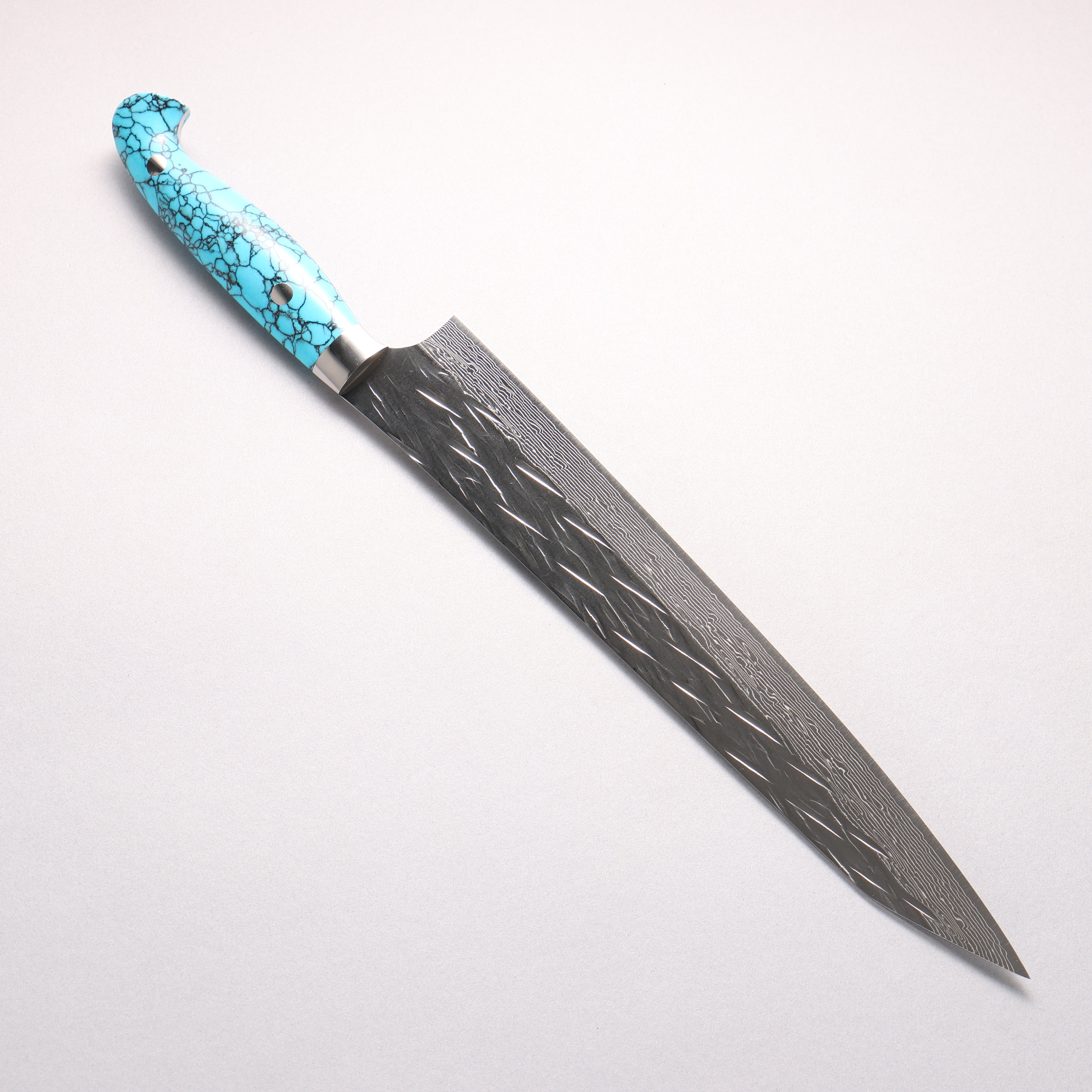 Yu Kurosaki Juhyo SG2 Hammered Damascus Sujihiki 270mm Turquoise Handle - Seisuke Knife