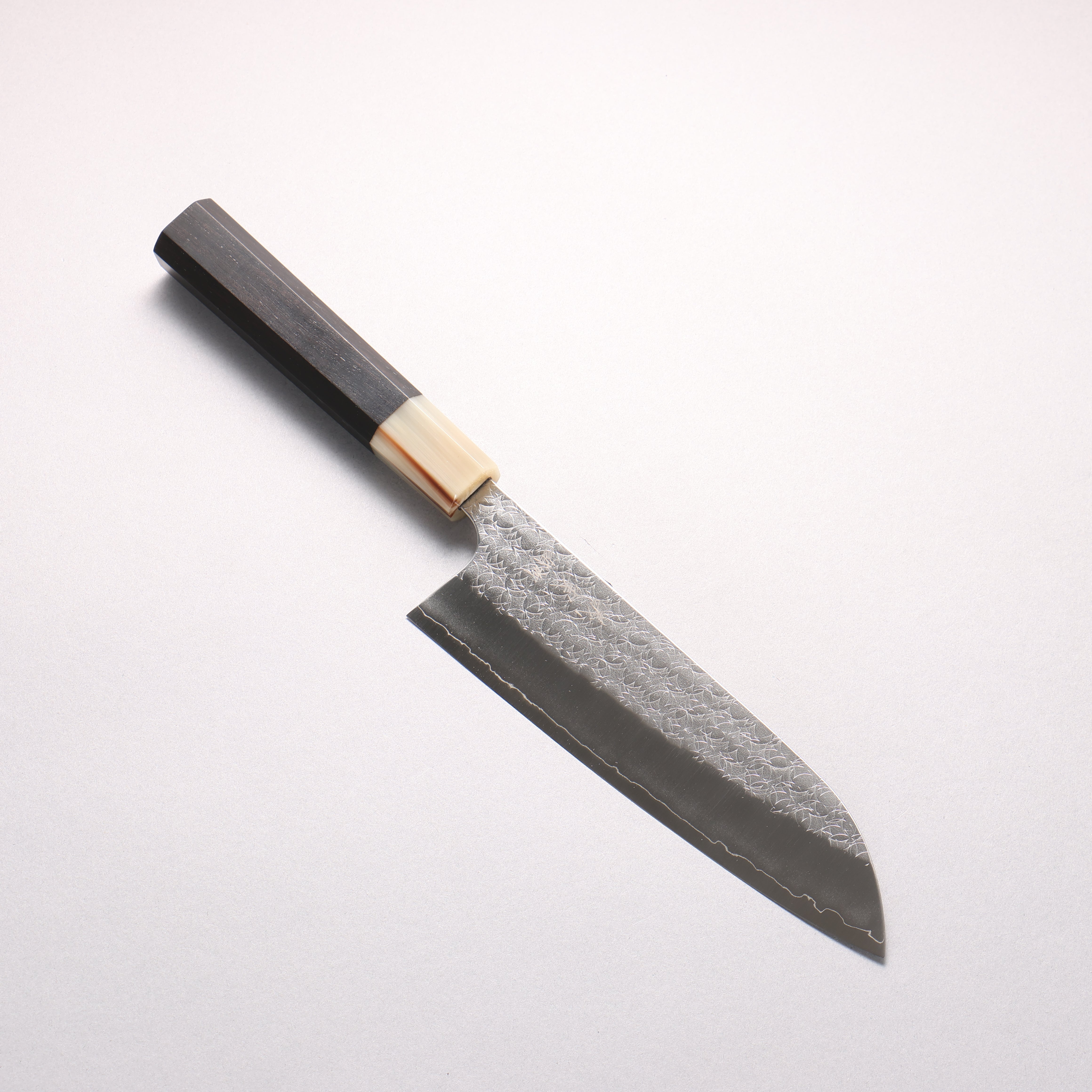 [Ginza Only] Yoshimi Kato Minamo SG2 Hammered Santoku 170mm Ebony Wood (ferrule: White Water Buffalo Horn) Handle