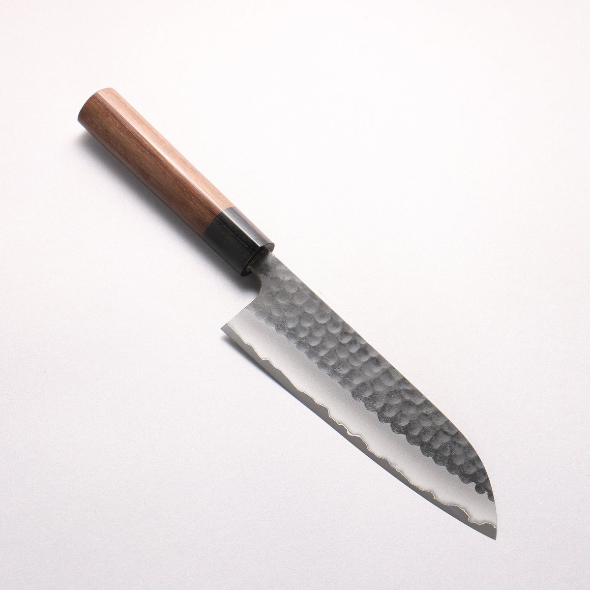 Anryu Blue Super Hammered Kurouchi Santoku 165mm Shitan Handle - Seisuke Knife