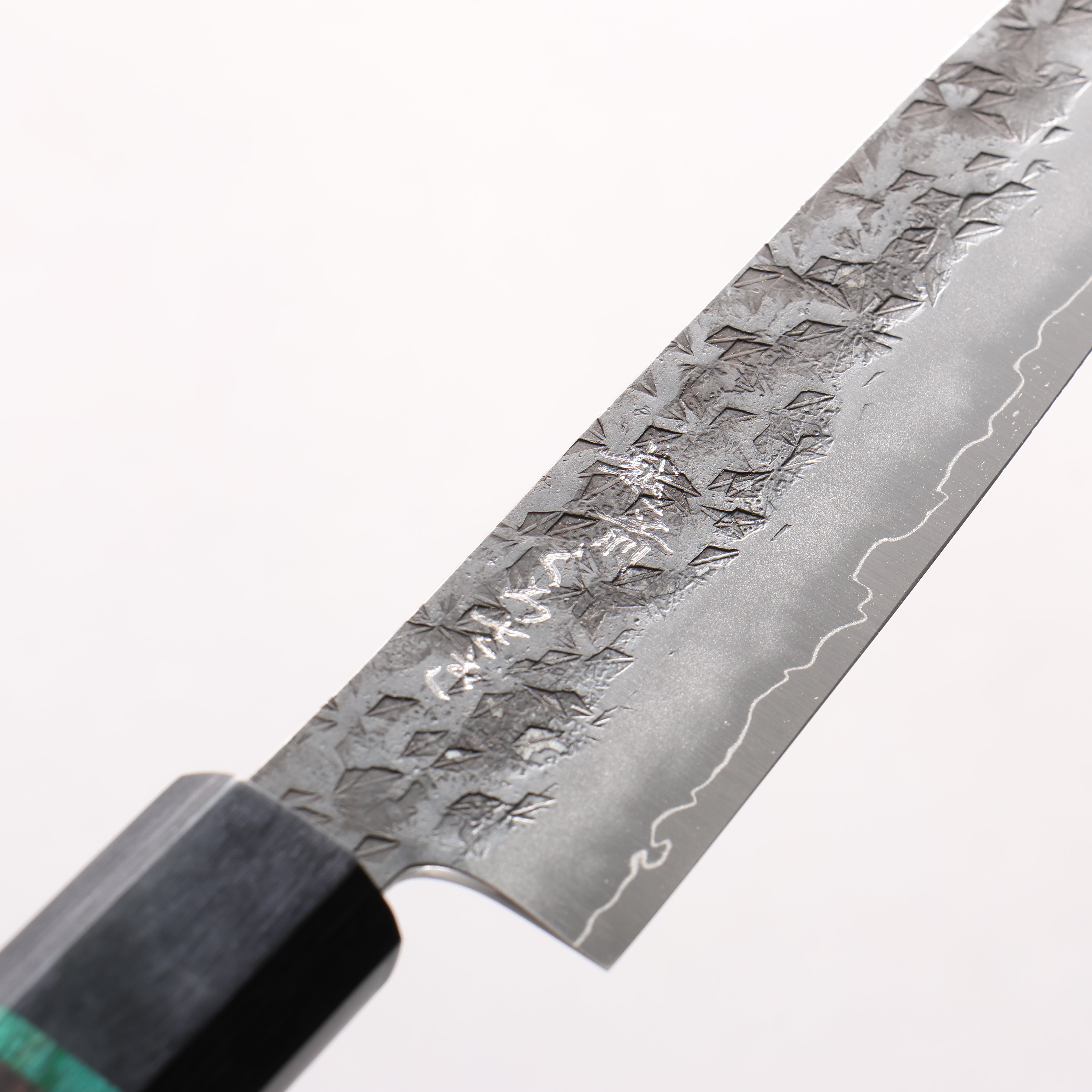 Makoto Kurosaki Wise Wild Owl SPG STRIX Black Finished Hammered Petty-Utility 135mm Ebony Wood (ferrule: Black Pakka Wood And Green Ring) Handle - Seisuke Knife