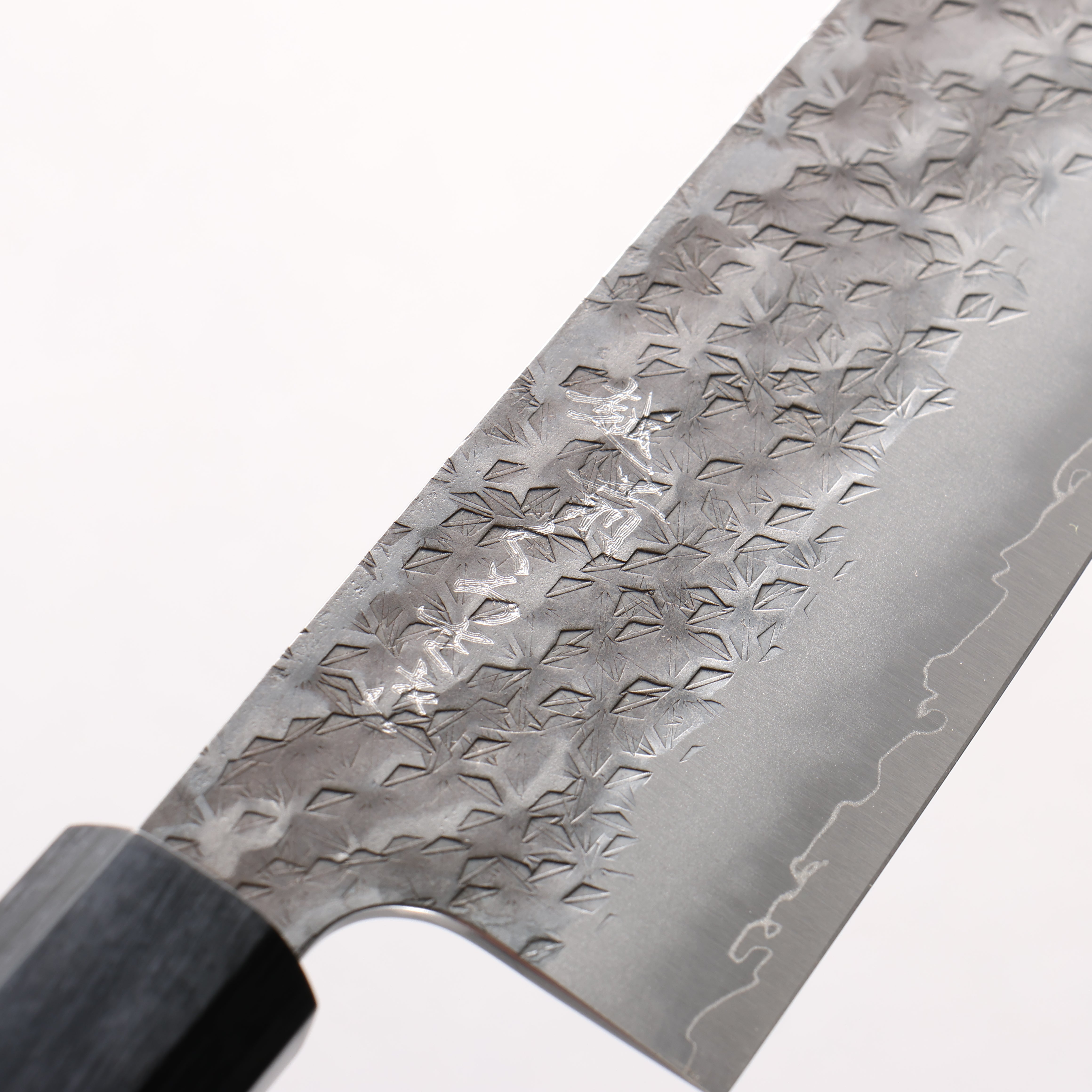 Makoto Kurosaki Wise Wild Owl SPG STRIX Black Finished Hammered Gyuto 210mm Ebony Wood (ferrule: Black Pakka Wood And Green Ring) Handle - Seisuke Knife