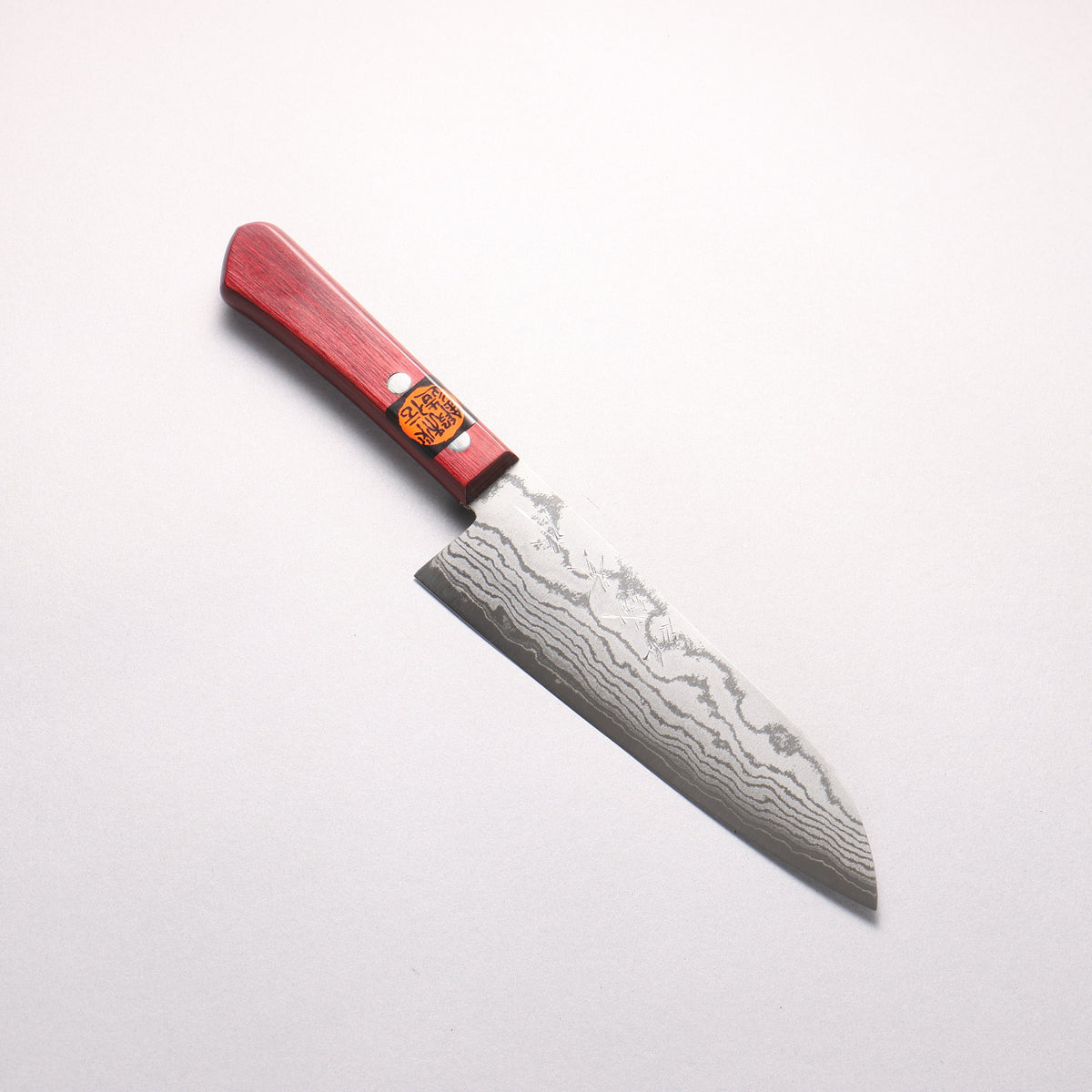 Shigeki Tanaka VG10 17 Layer Damascus Santoku 165mm Red Pakkawood Handle - Seisuke Knife