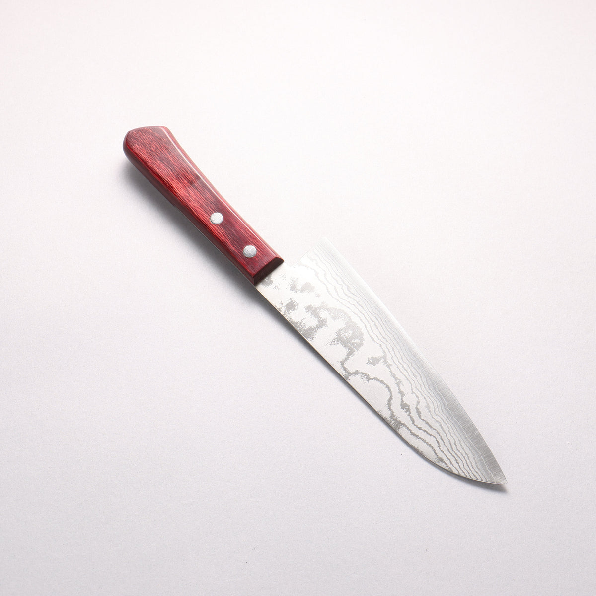 Shigeki Tanaka VG10 17 Layer Damascus Santoku 165mm Red Pakkawood Handle - Seisuke Knife