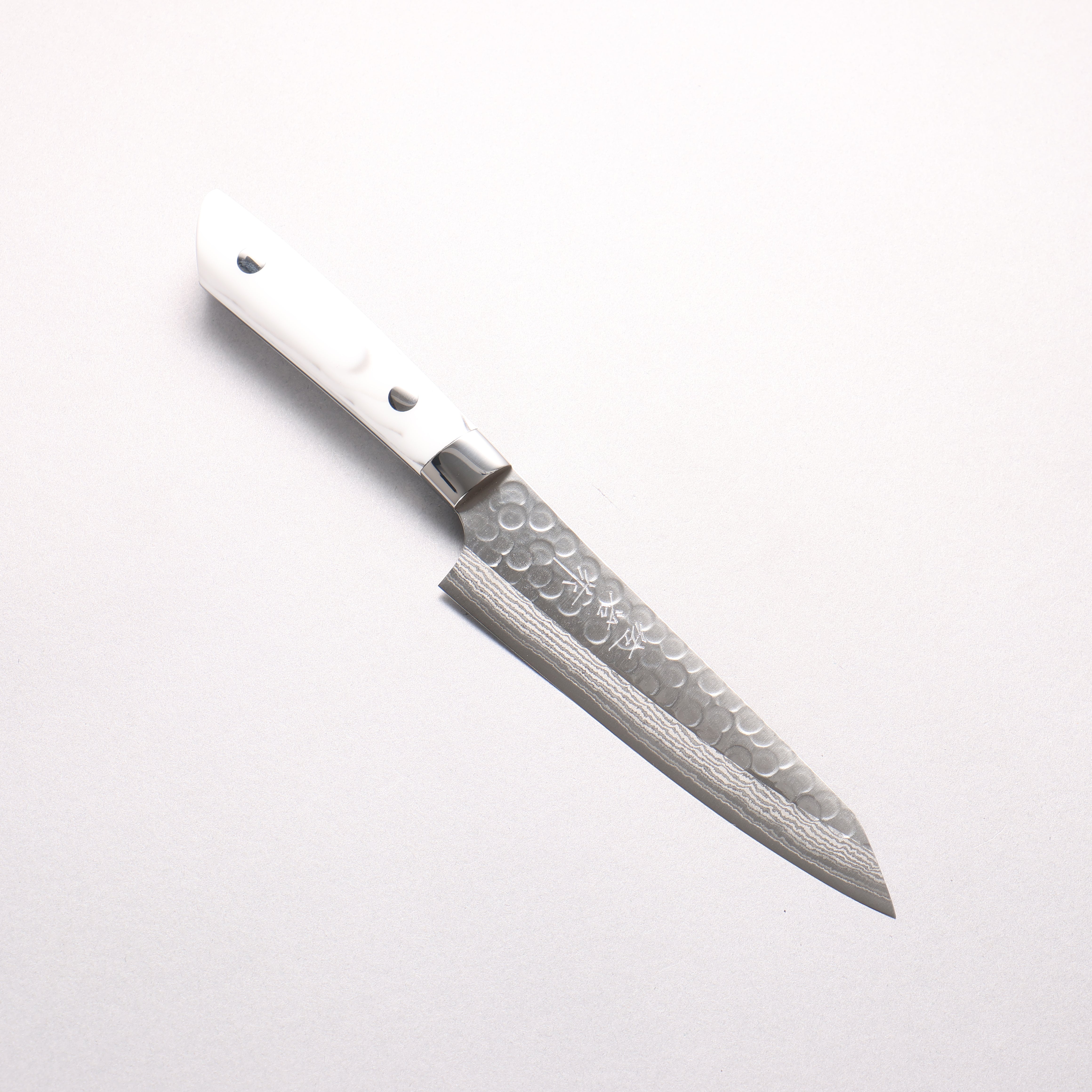 Takeshi Saji SRS13 Damascus Hammered(Maru) Kiritsuke Petty-Utility 130mm Corian (Cloud pattern) Handle