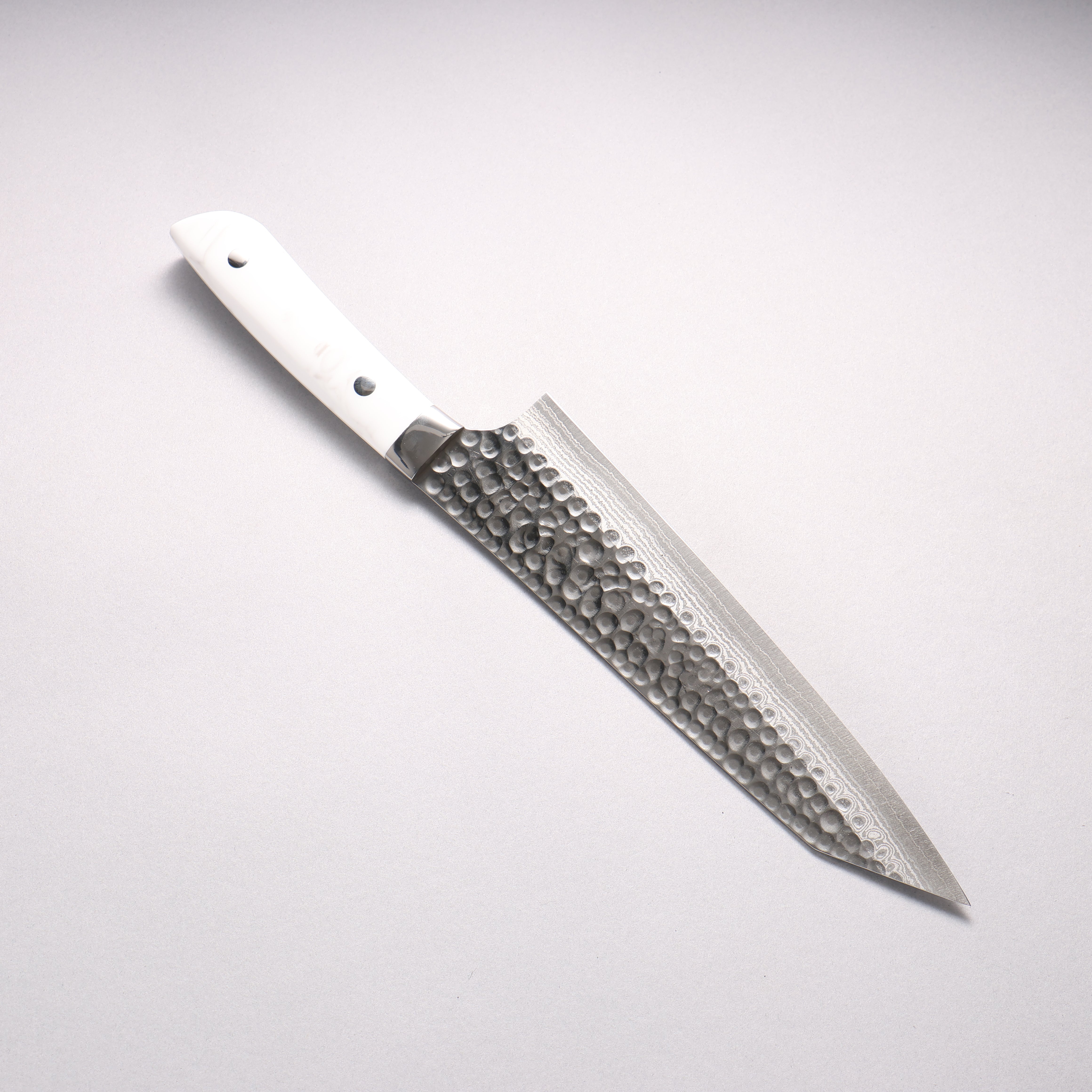 Takeshi Saji SRS13 Damascus Hammered(Maru) Kiritsuke Gyuto 210mm Corian (Cloud pattern) Handle