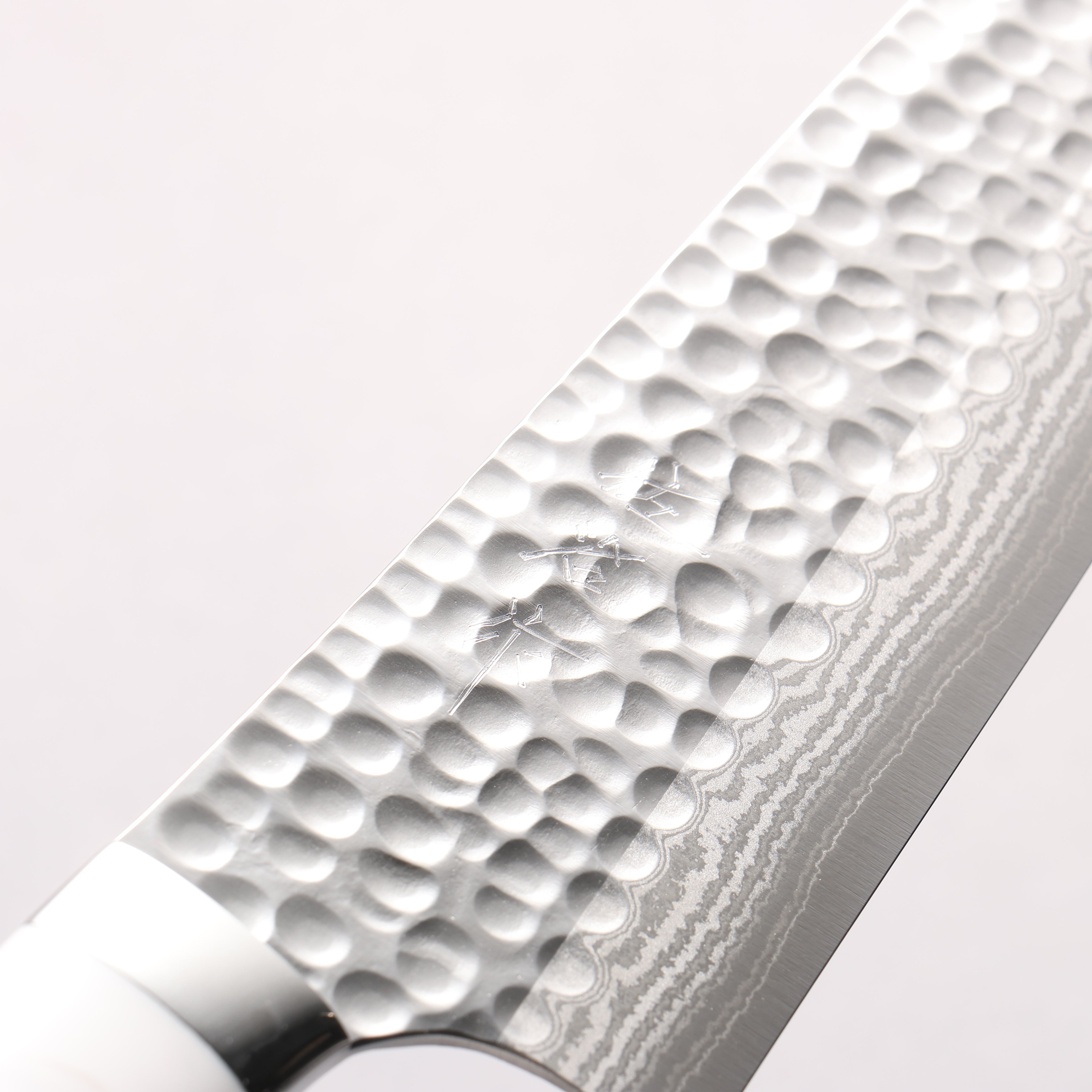 Takeshi Saji SRS13 Damascus Hammered(Maru) Kiritsuke Gyuto 210mm Corian (Cloud pattern) Handle