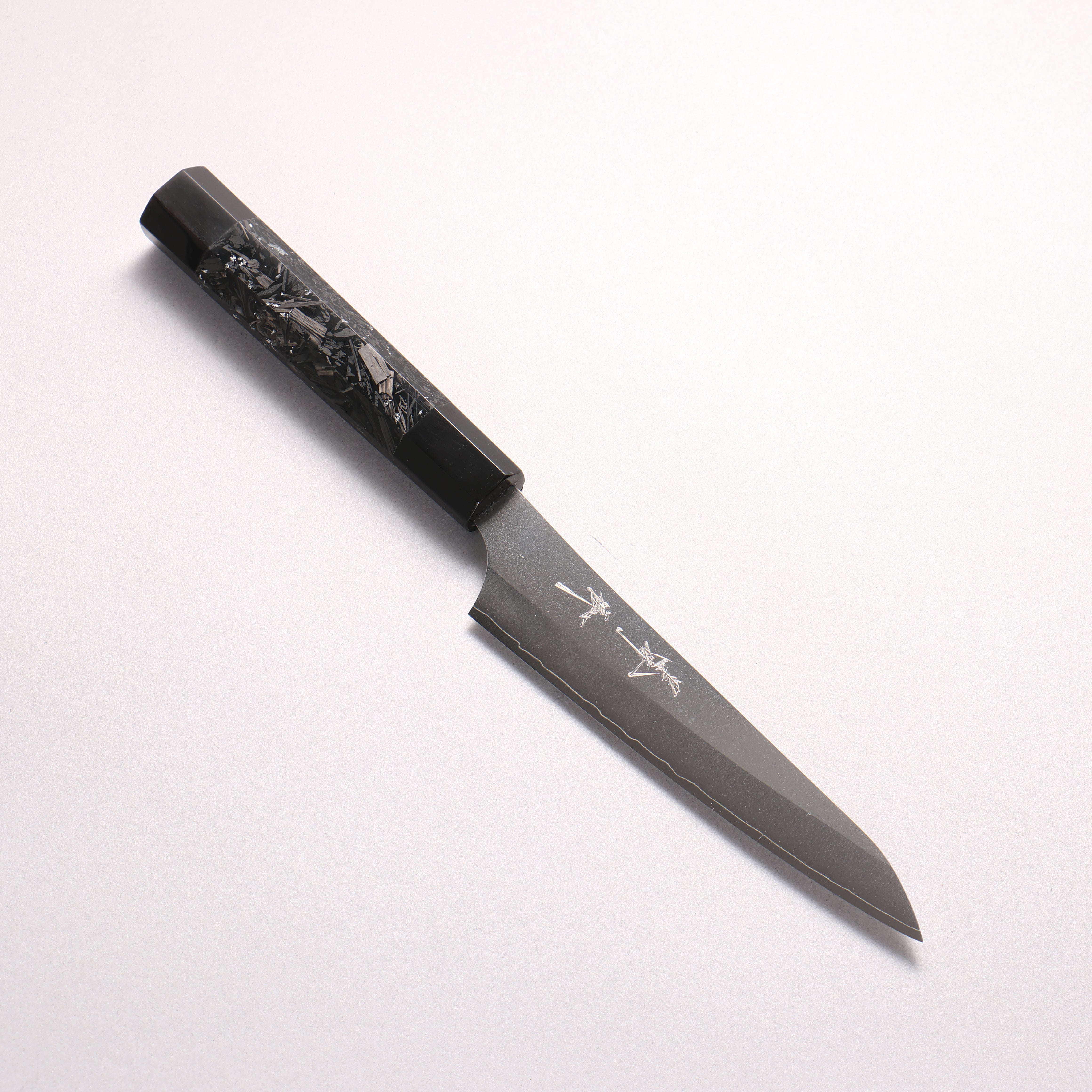 [Ginza Only] Yu Kurosaki Gekko VG-XEOS Petty-Utility 130mm Carbon Fiber with Silver Speckles (ferrule and end cap: Black Water Buffalo Horn) Handle - Seisuke Knife