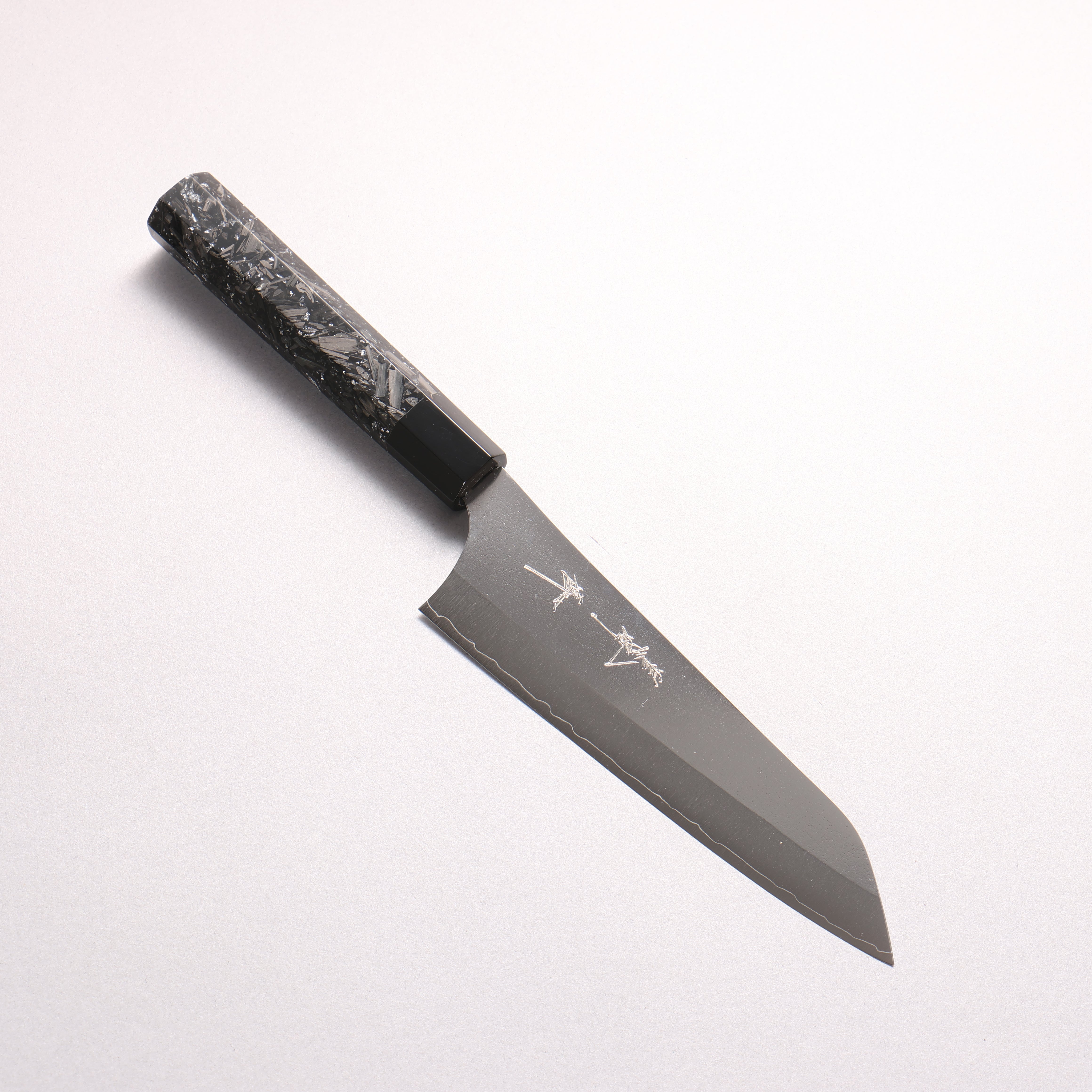 [Ginza Only] Yu Kurosaki Gekko VG-XEOS Small Bunka 150mm Carbon Fiber with Silver Speckles (ferrule: Black Water Buffalo Horn) Handle - Seisuke Knife