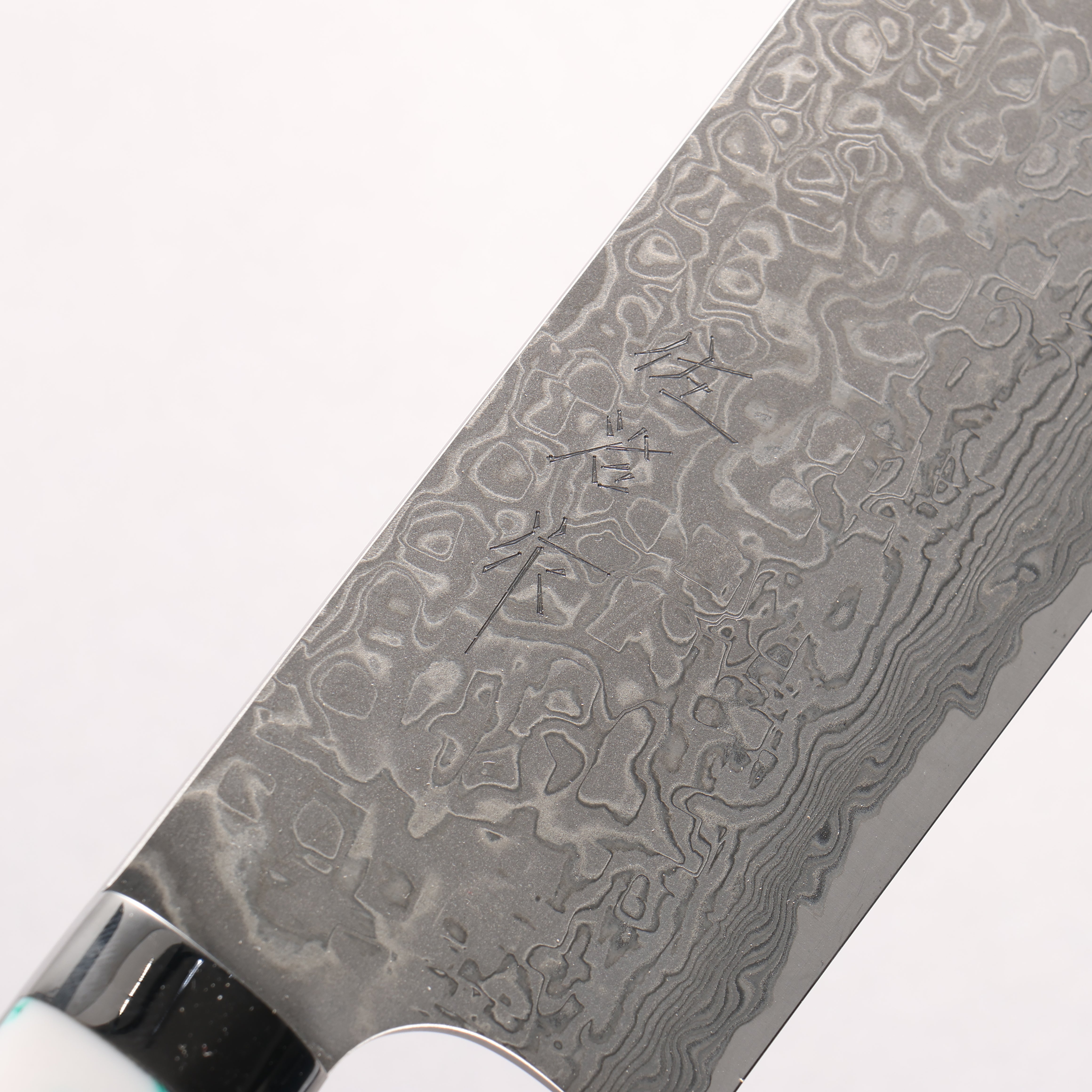 Takeshi Saji SG2 Black Damascus Nakiri 165mm White and Indigo Marbled Acrylic Handle