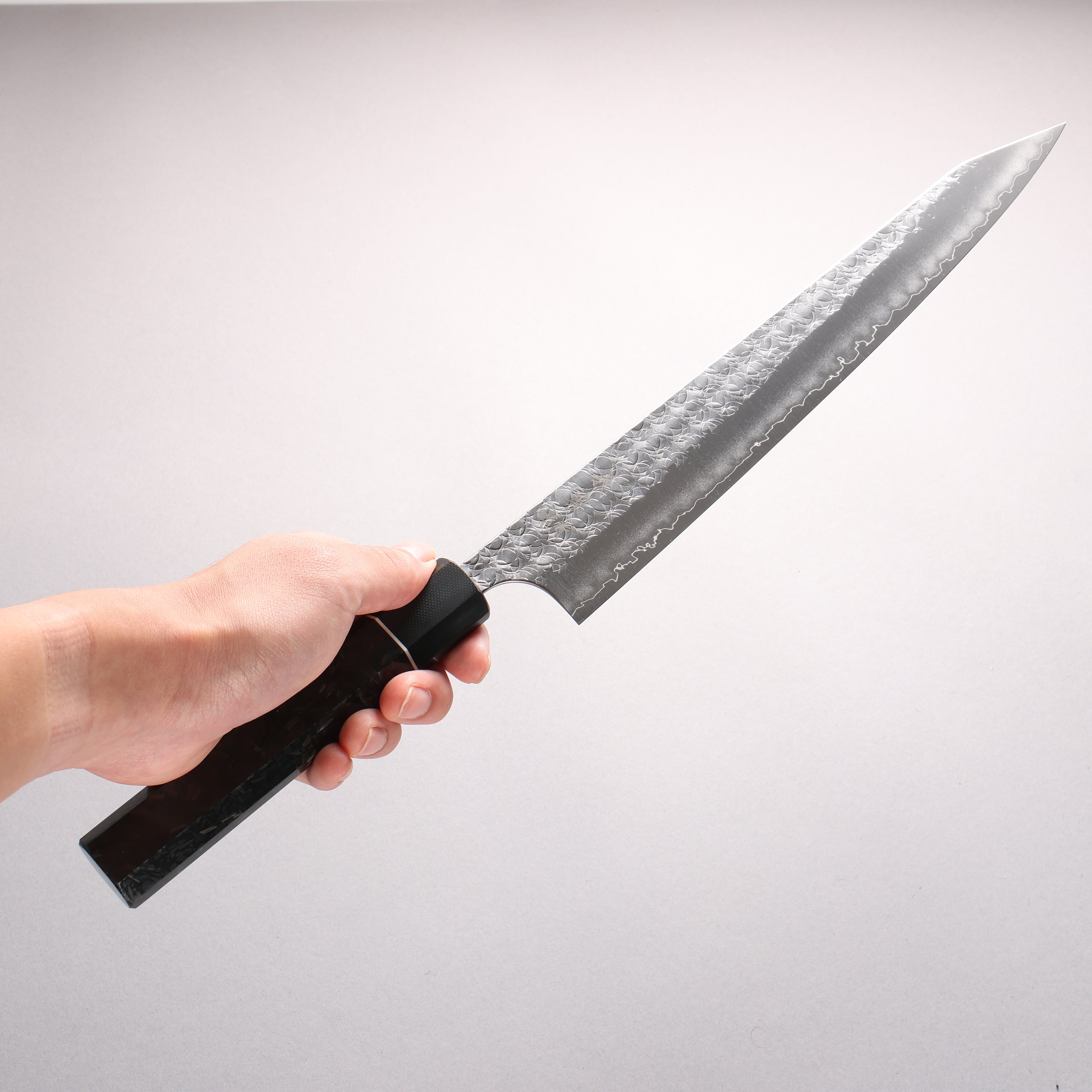 Yoshimi Kato Minamo SG2 Hammered Kiritsuke Sujihiki 270mm Carbon Fiber (ferrule: G10) Handle