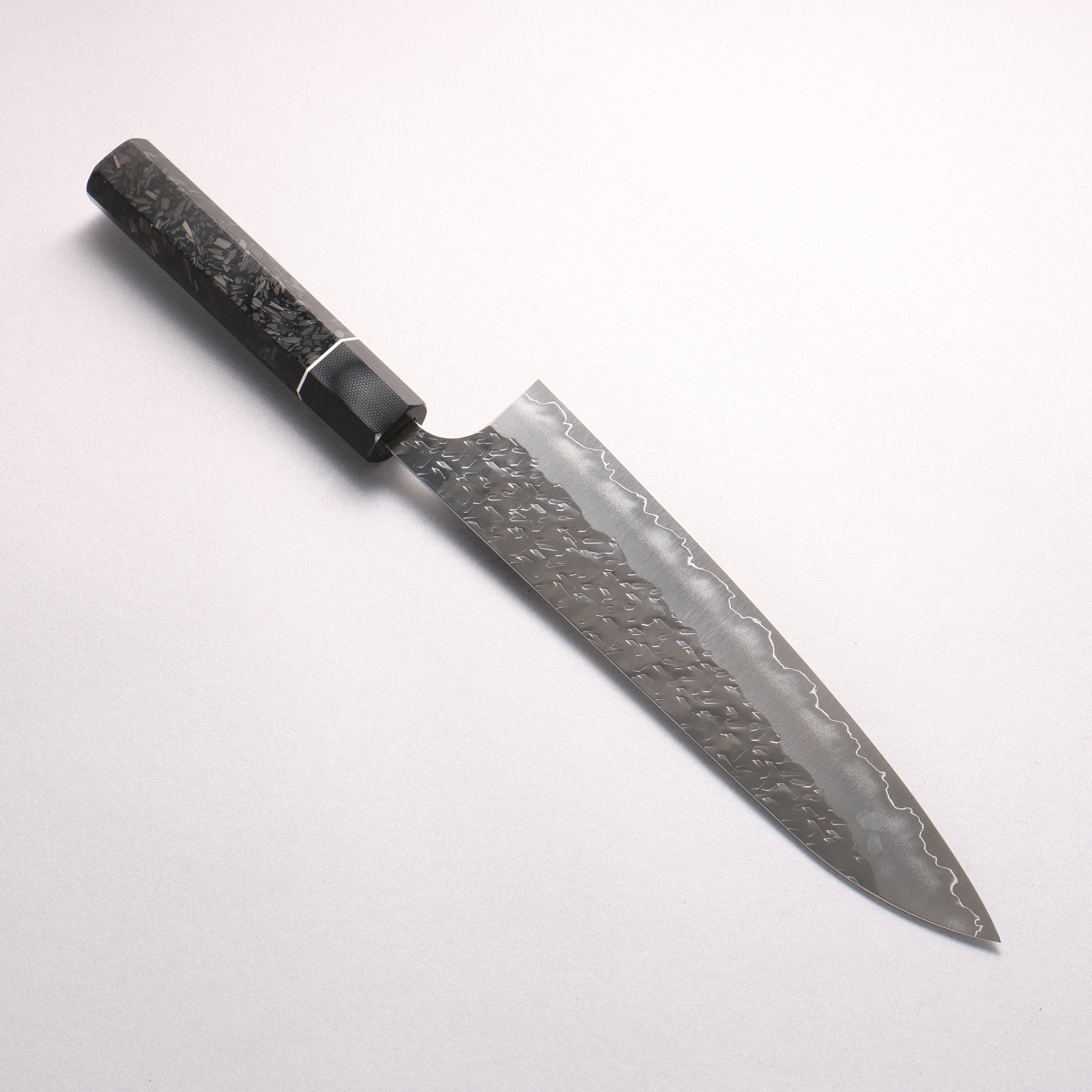 Yoshimi Kato Hyo SG2 Hammered Gyuto 210mm Carbon Fiber (ferrule: G10) Handle