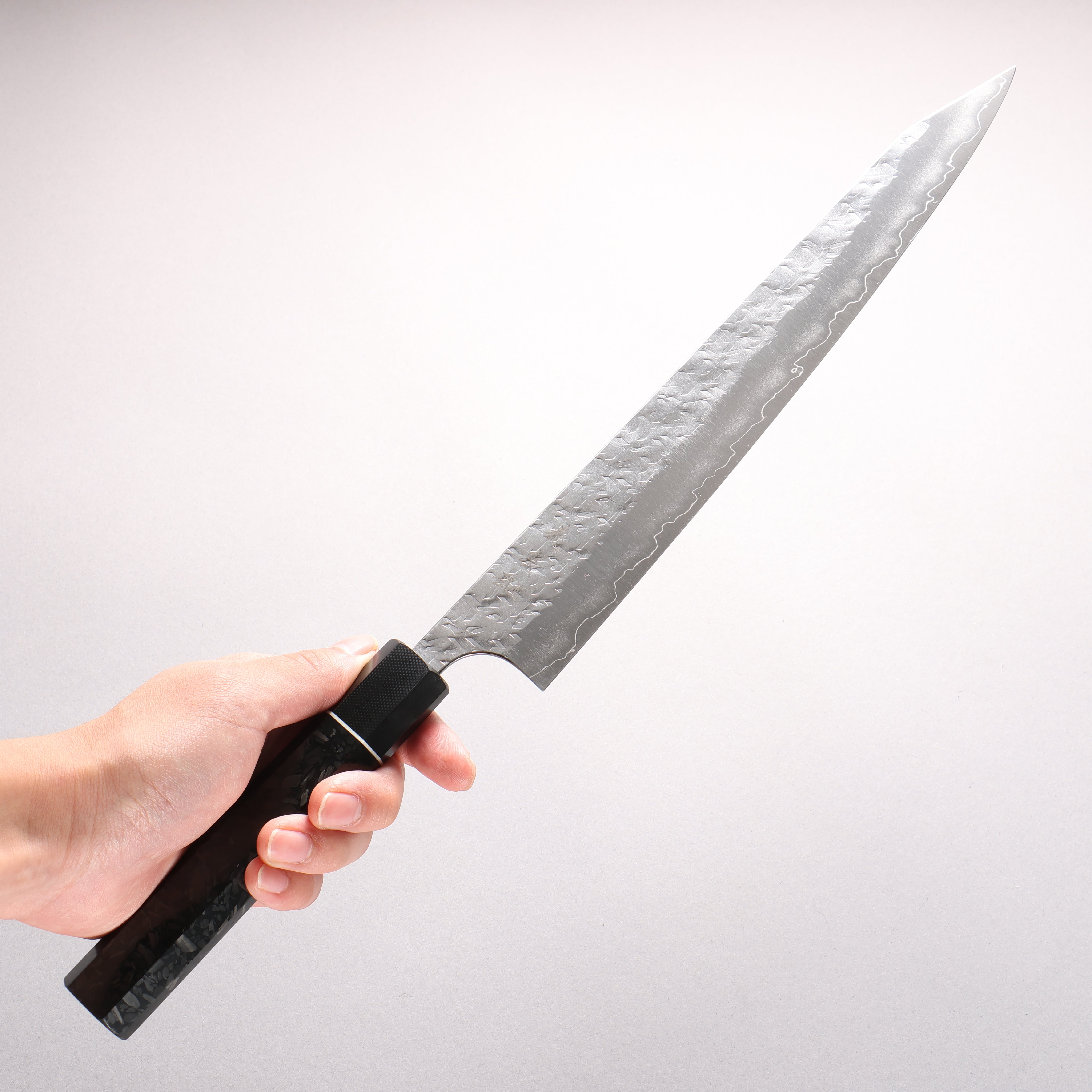 Yoshimi Kato Hyo SG2 Hammered Kiritsuke Sujihiki 270mm Carbon Fiber (ferrule: G10) Handle