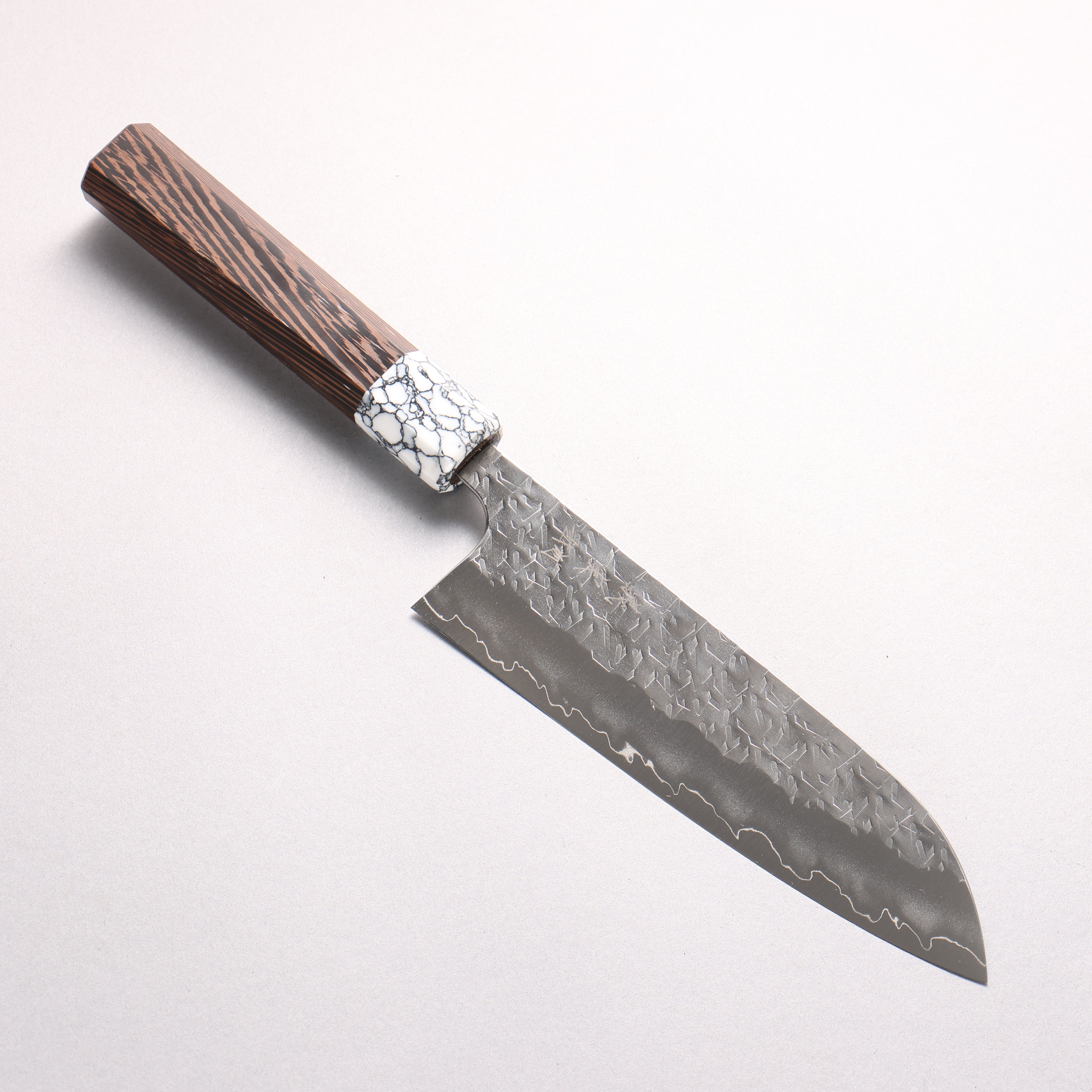 Yoshimi Kato Hyo SG2 Hammered Santoku 170mm Wenge (ferrule: White Turquoise) Handle