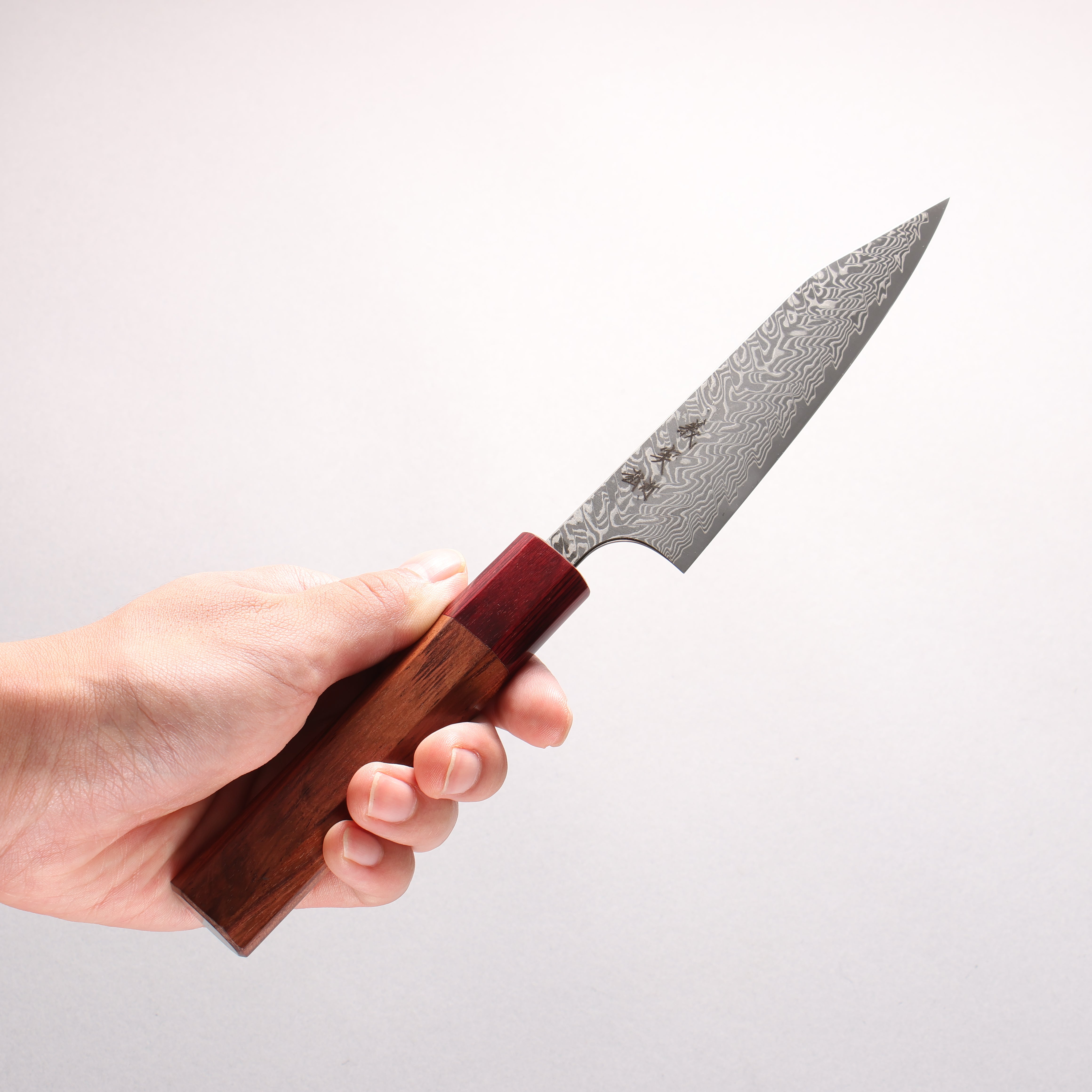 Yoshimi Kato SG2 Black Damascus Kiritsuke Petty-Utility 120mm Honduras (ferrule: Red Pakka wood) Handle