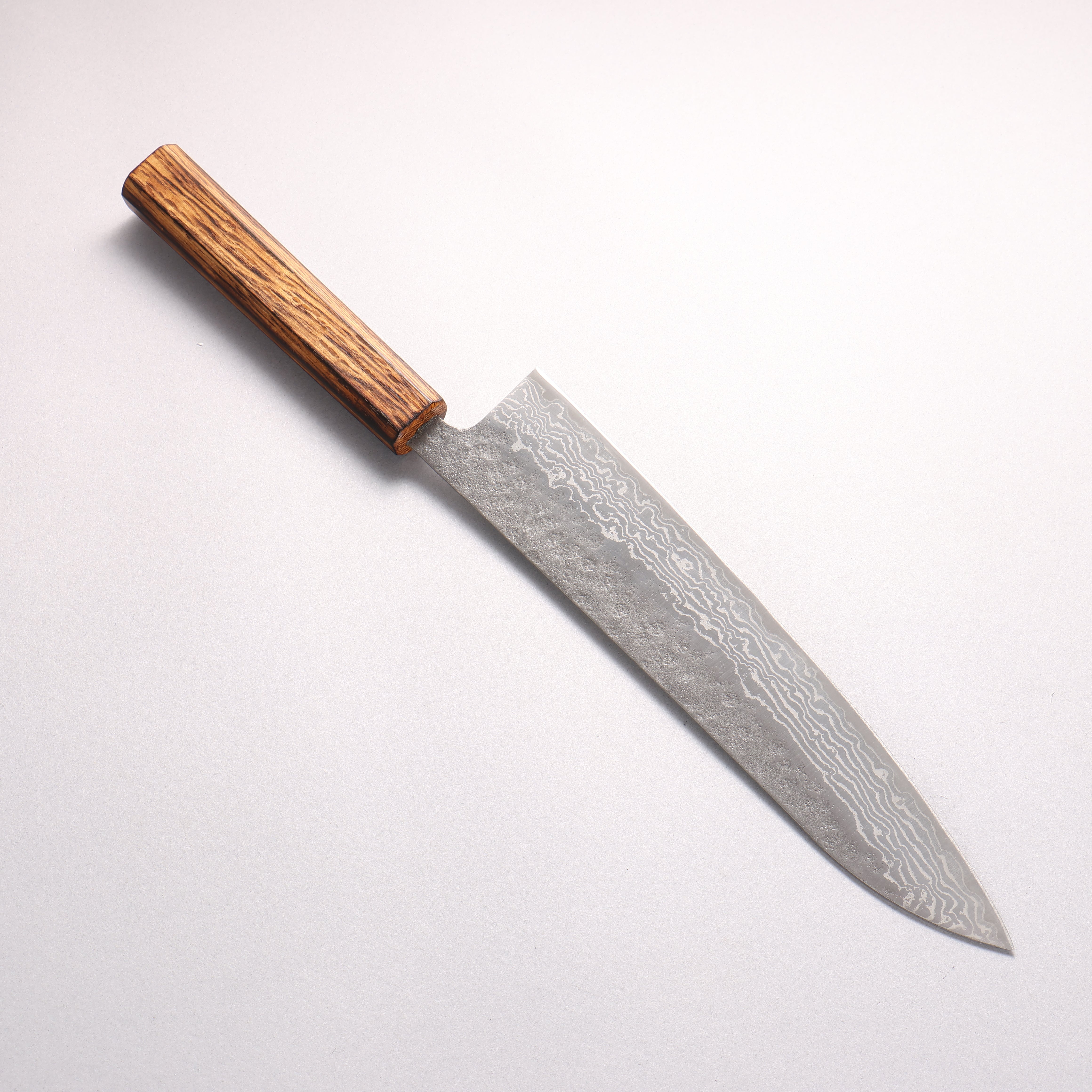 Seisuke Stainless Steel 440C Hammered Damascus Matte Gyuto 240mm Burnt Oak Handle