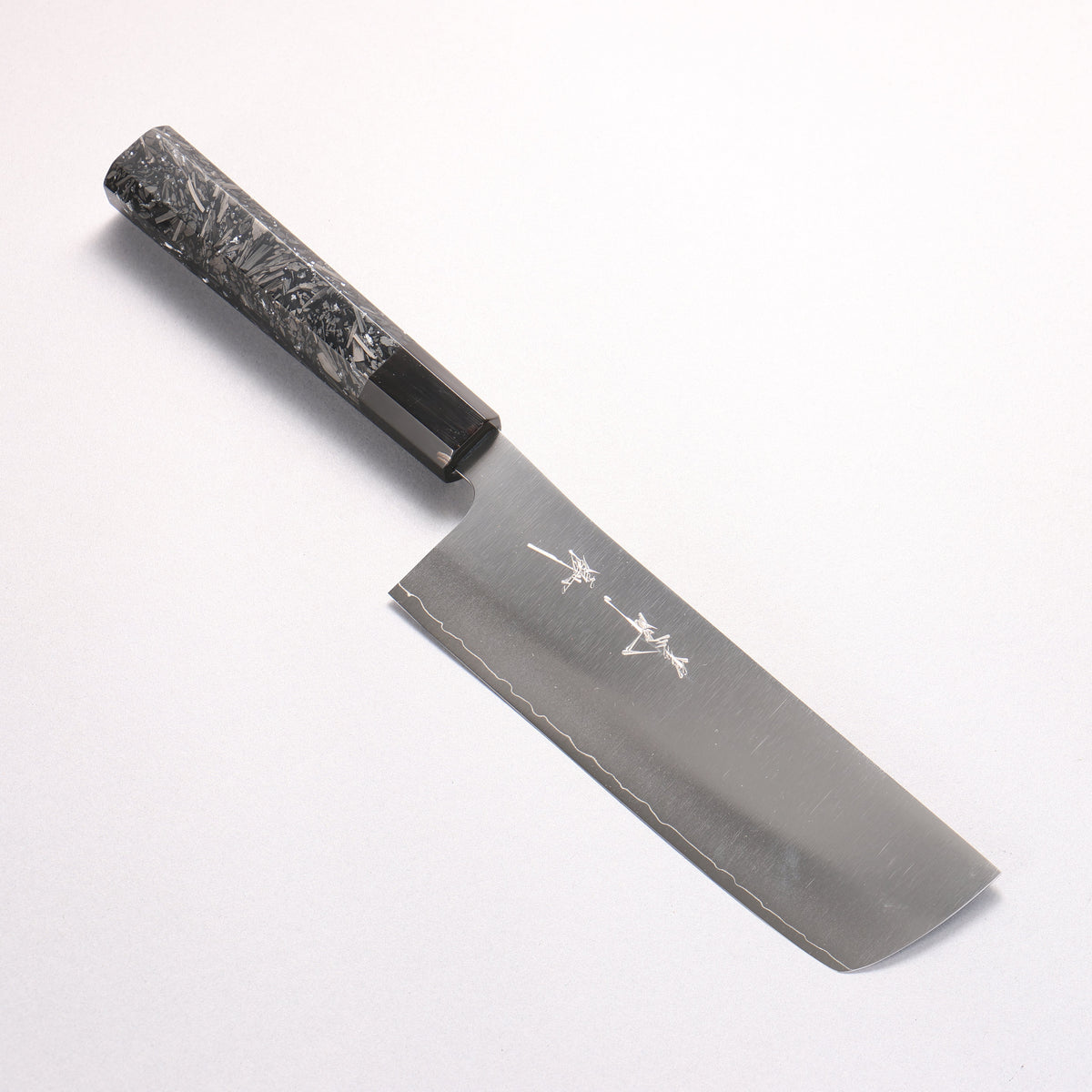 [Ginza Only] Yu Kurosaki Gekko VG-XEOS Nakiri 165mm Carbon Fiber with Silver Speckles (ferrule: Black Water Buffalo Horn) Handle