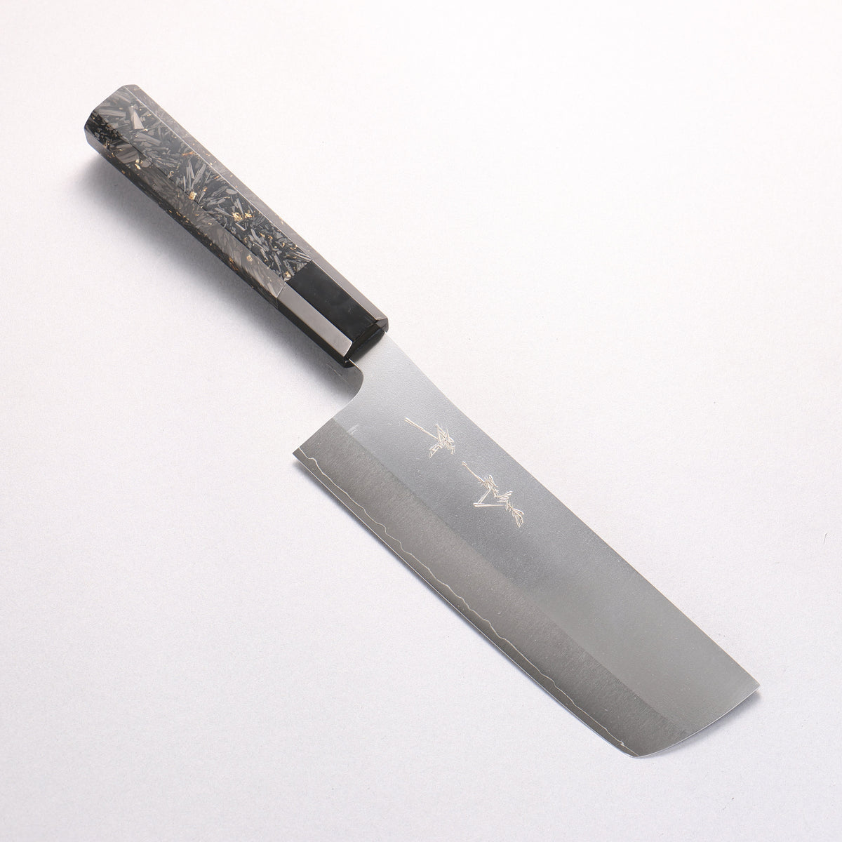 [Ginza Only] Yu Kurosaki Gekko VG-XEOS Nakiri 165mm Carbon Fiber with Gold Speckles (ferrule: Black Water Buffalo Horn) Handle
