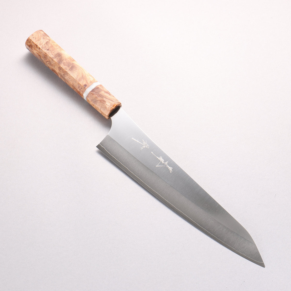 Yu Kurosaki Gekko VG-XEOS Gyuto 210mm Brown Stabilized Wood (White Ring) Handle