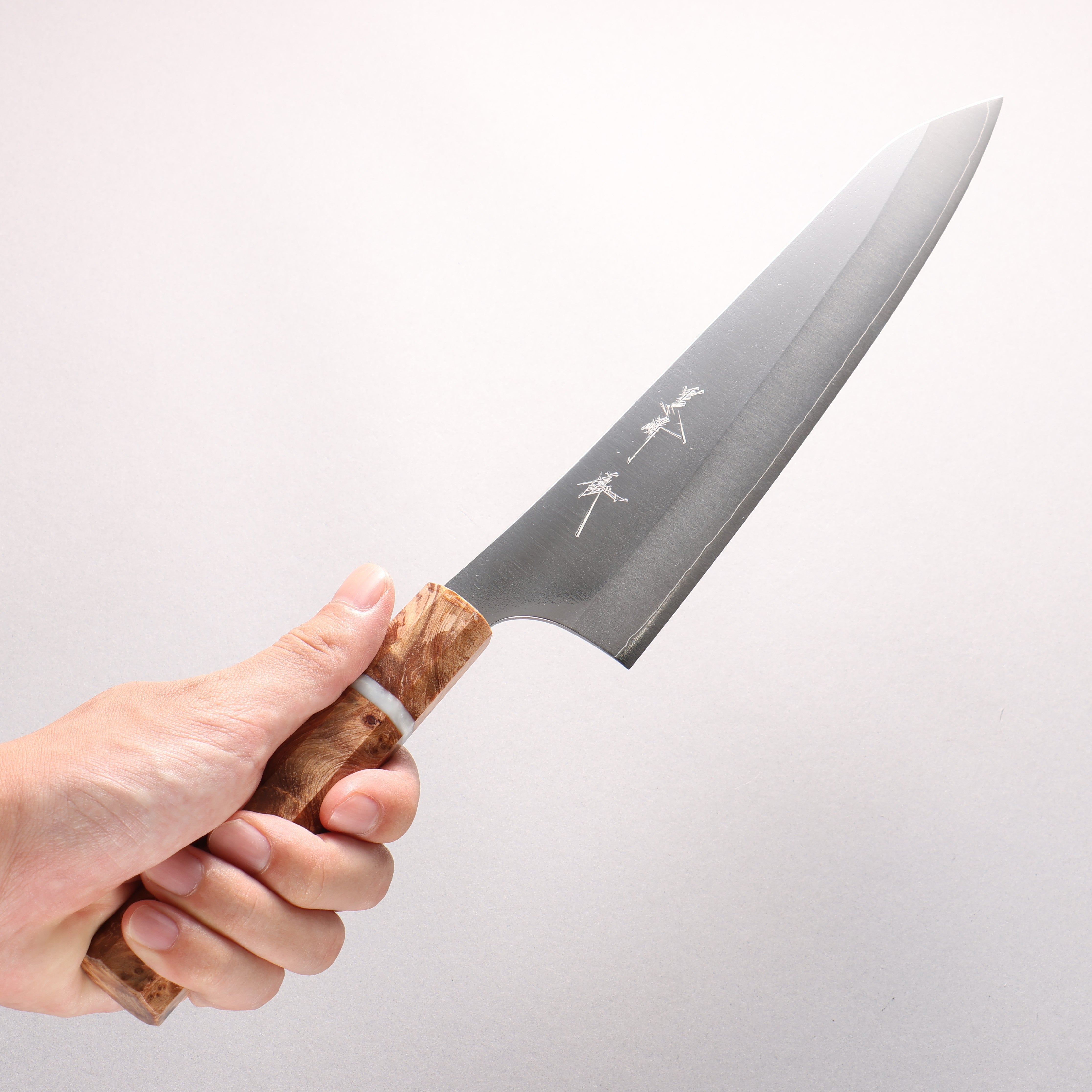 Yu Kurosaki Gekko VG-XEOS Gyuto 210mm Brown Stabilized Wood (White Ring) Handle