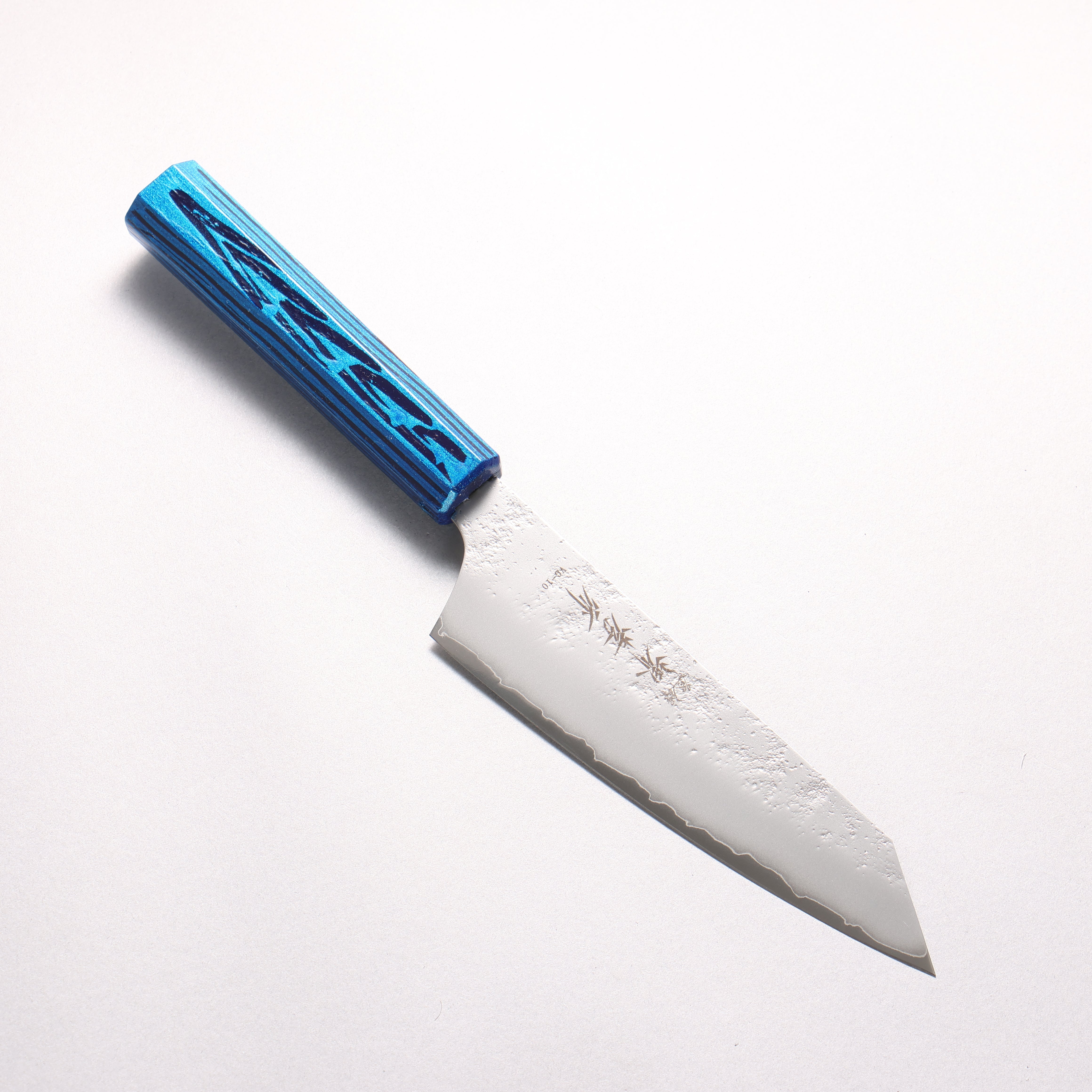 Sakai Takayuki Saikou VG10 Nashiji Kengata Santoku 160mm Brilliant Blue Lacquer Color Handle