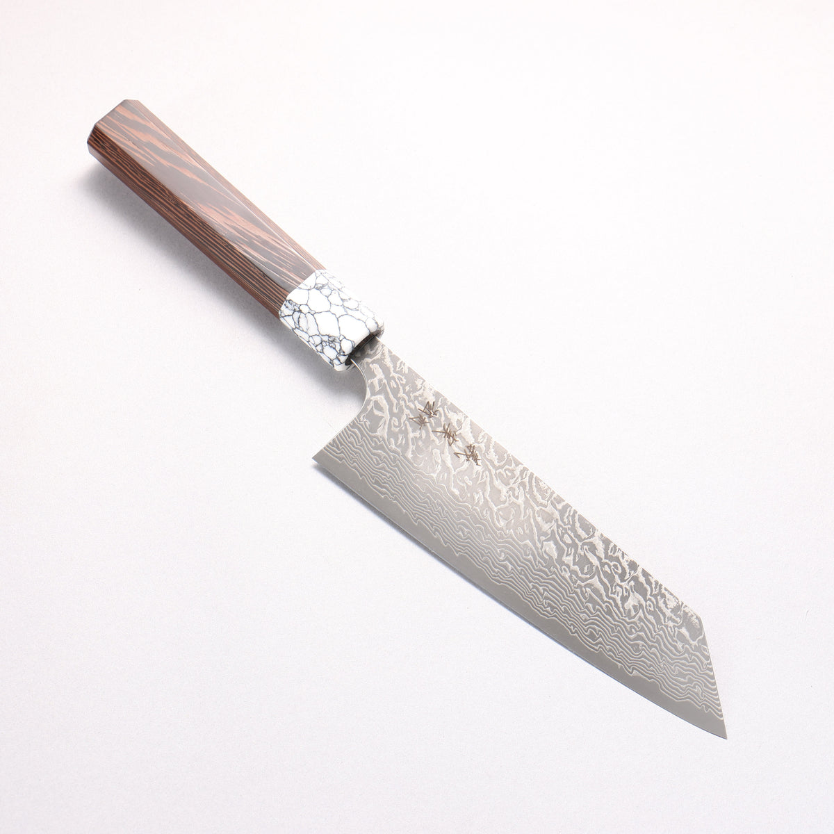 Yoshimi Kato VG10 Black Damascus Bunka 170mm Wenge (ferrule: White Turquoise) Handle