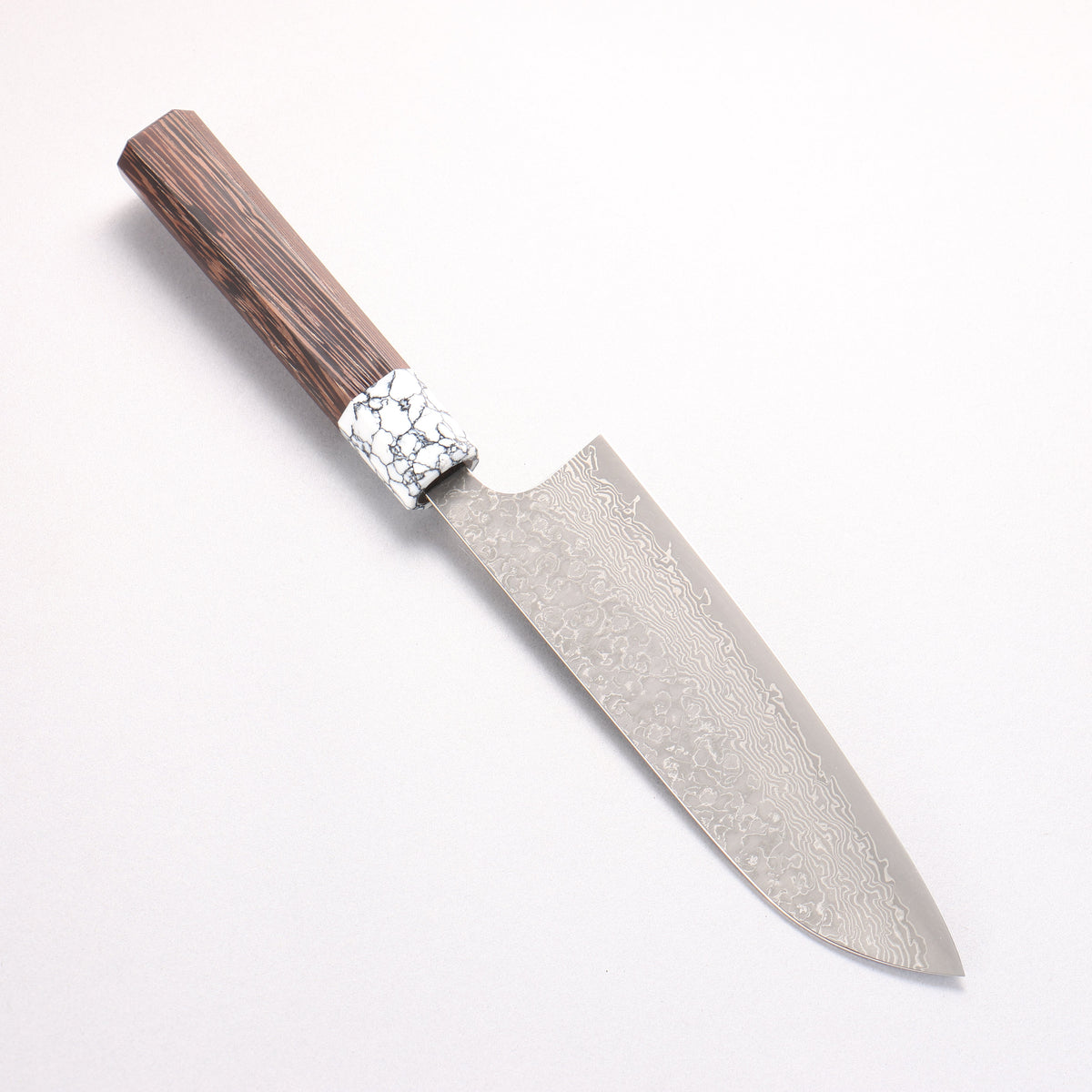 Yoshimi Kato VG10 Black Damascus Santoku 170mm Wenge (ferrule: White Turquoise) Handle