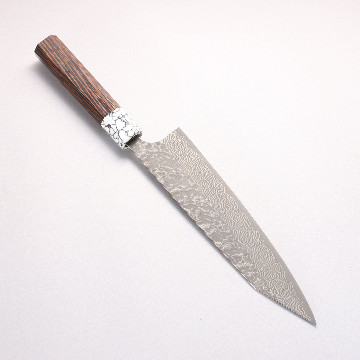 Yoshimi Kato VG10 Black Damascus Kiritsuke Gyuto 210mm Wenge (ferrule: White Turquoise) Handle