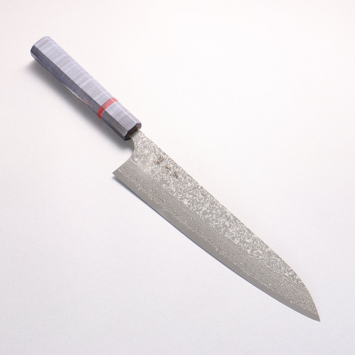 Yoshimi Kato VG10 Black Damascus Gyuto 240mm Blue Stabilized Wood (With Red Ring) Handle