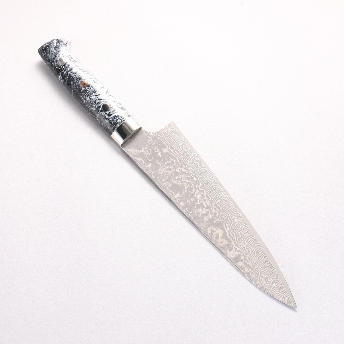 Takeshi Saji SG2 Black Damascus Gyuto 180mm White and Black Marble Acrylic Handle