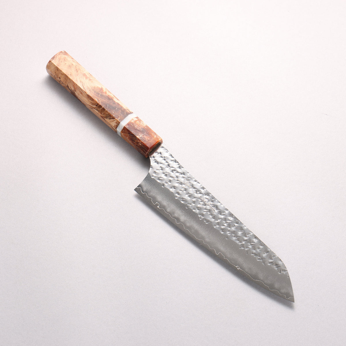 Yu Kurosaki Senko SG2 Hammered Bunka 170mm Brown Stabilized Wood (White Ring) Handle